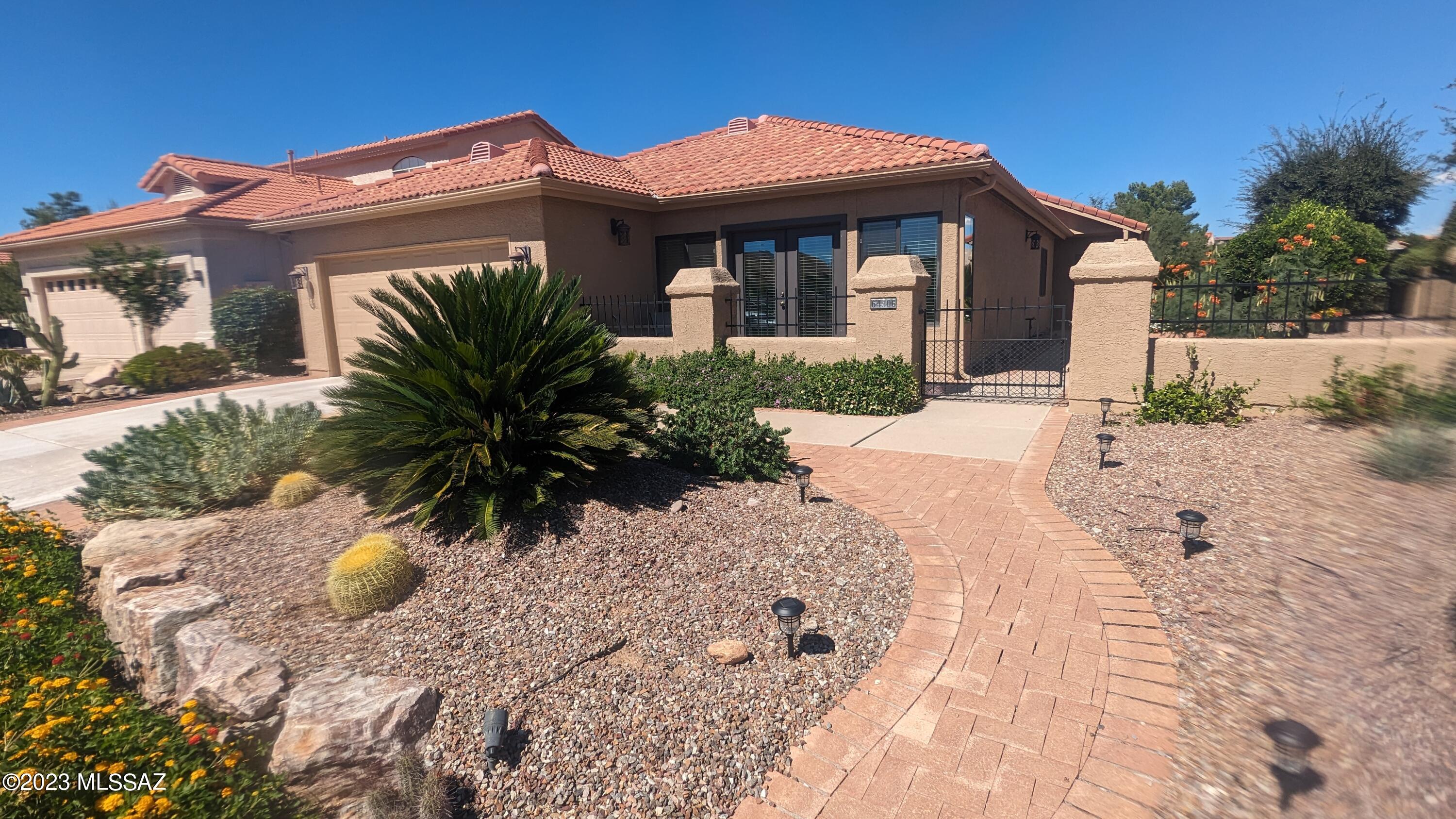Beautiful FURNISHED Golf Course Home! Richly furnished and ready for you! Large Master Suite, Guest Bedroom, Lovely Den with Fireplace and office area, Big Great Room Living area, Formal Dining and Breakfast Nook. Granite Tops accent a Cook's kitchen, and wait until you see the lushly landscaped yards with multiple seating areas to enjoy the Arizona Sunshine.
Home sits on the fairway so LOTS of green to see!
Close to SaddleBrooke CC and all of the wonderful amenities of this special community.