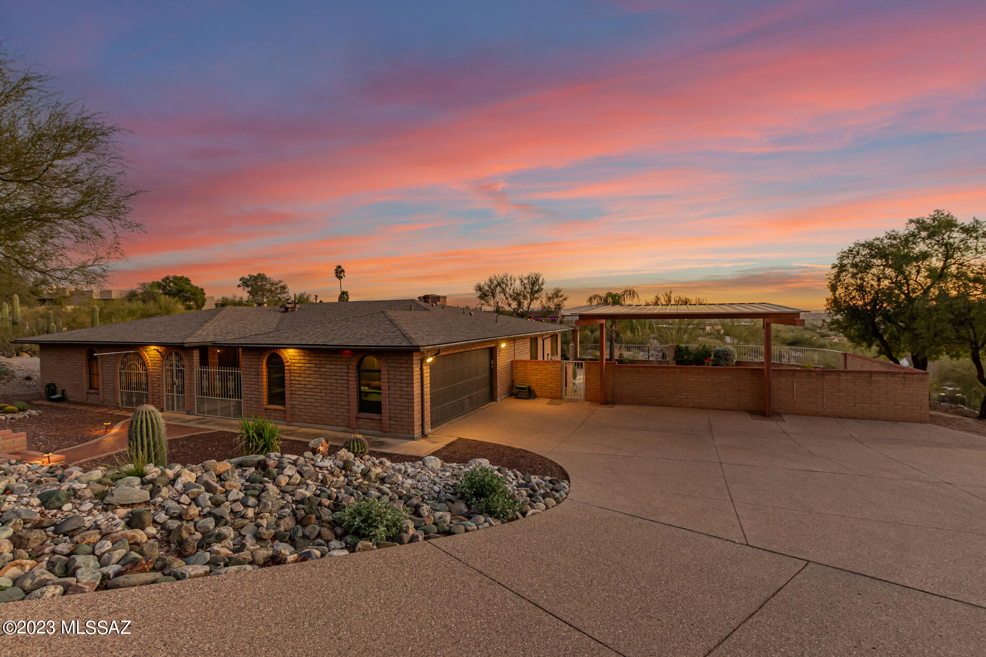Welcome to the incredible Heatherwood Hills community, where a fantastic opportunity awaits! This exquisite home foothills designed and constructed by its original owners, is nestled on a private  .83 acre lot, tucked away on a charming cul-de-sac street. Indulge in the breathtaking views of Tucson twinkling City Lights and captivating sunsets and Catalina Mountains to the north. Whether you're entertaining cherished friends and family or simply seeking solace, the expansive covered patio invites you to unwind amidst the serene desert flora overlooking the sparkling pool. Embrace the opportunity to personalize this home and create lasting memories that will carry on its legacy. With ample space and generously sized rooms, the interior offers More.... versatility and comfort. The large open eat-in kitchen and spacious laundry room provide both functionality and convenience.
Notable features of this remarkable home include an oversized garage, additional covered parking, and a sprawling driveway. Come and discover the countless features and undeniable charm of this extraordinary property. Don't miss out on the chance to make this magnificent house your forever home. Schedule your visit today!