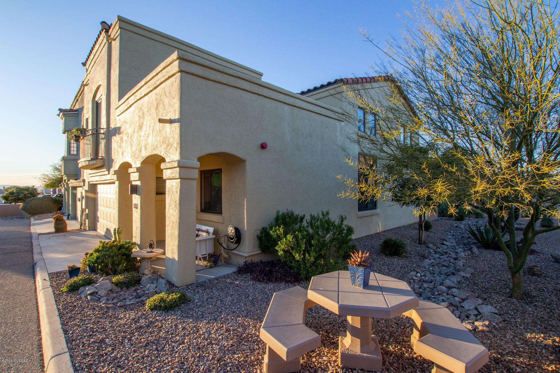 Don't miss this incredible 3 bedroom, 2.5 bathroom town-home available in highly sought after Crown of Tucson. Located within easy reach of the I-10. Kitchen boasts granite tile counter-tops and a breakfast bar. Downstairs master retreat is complete with a custom walk in closet and a 3/4 en-suite with dual sinks. Two bedrooms upstairs share a Jack and Jill bathroom. All bedrooms boast of the Container Store Elfa closet solutions. Loft area complete with built ins for office use. Very tranquil private patio area is the perfect spot to host a BBQ or relax or enjoy the desert breeze. Garage has been fully upgraded with insulated garage door, durable maintenance-free Epoxy floor coating, and mini split heating and cooling system. All new double pane windows through out the home. Attention to detail separates this home from all the others. This gem will sell fast. Schedule your showing today.