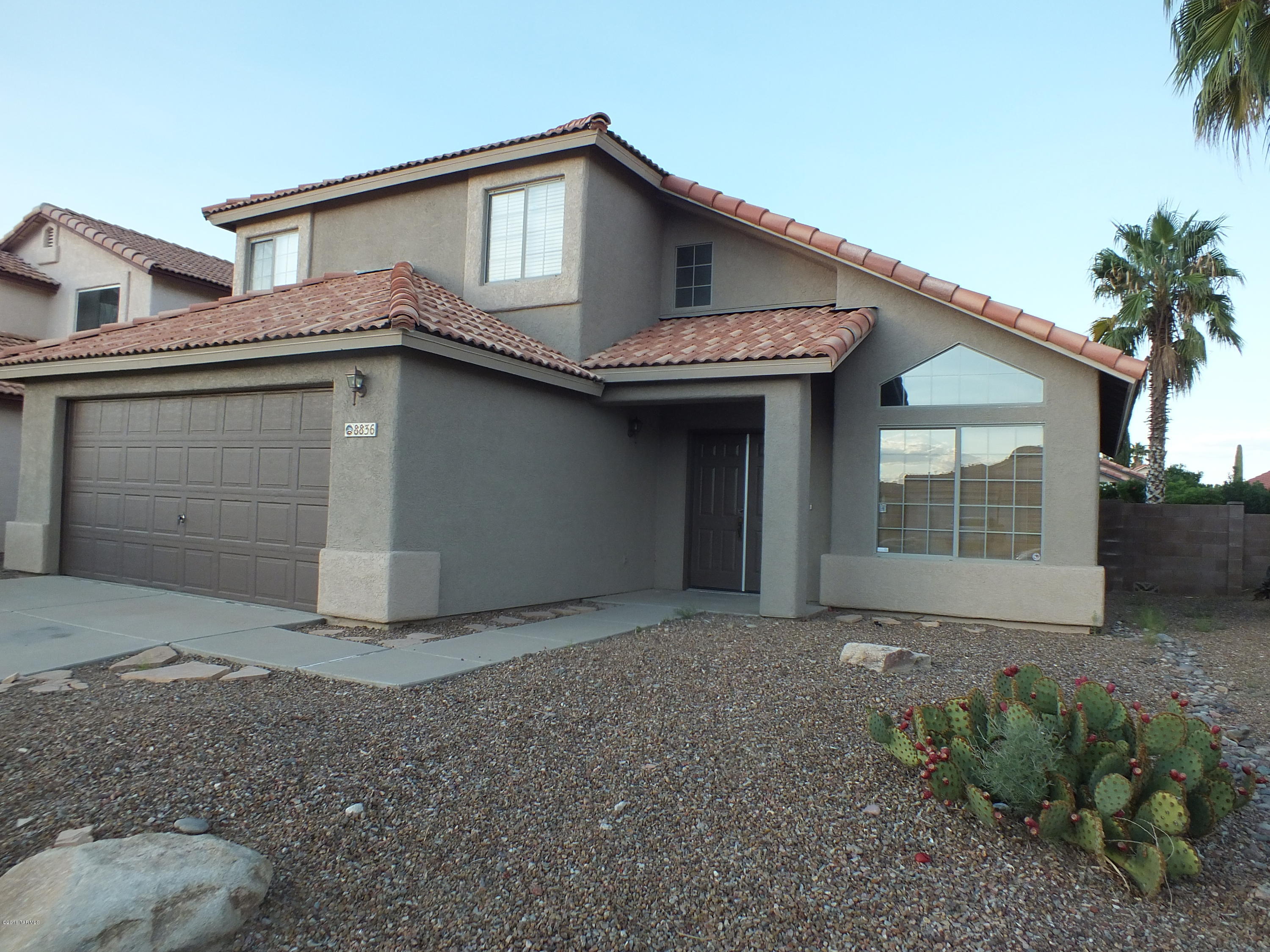 Lovely updated home sits on a cul de sac lot. Great room concept with an open Floor plan. Home includes granite in the kitchen with shaker style  cabinets, breakfast bar, and SS appliances. Neutral tile throughout the main floor. Large area for dining and a slider out to the beautiful pool size backyard. Master bedroom has a balcony to enjoy those beautiful evenings and the mountain view. The master bath has been updated with newly tiled shower and glass enclosure. The exterior of the home was recently painted. Home is located in the Continental Ranch Community with easy access to I-10, grocery stores, and the new outlet mall is within a few minutes drive. Don't miss being the new owner of this beautiful home.