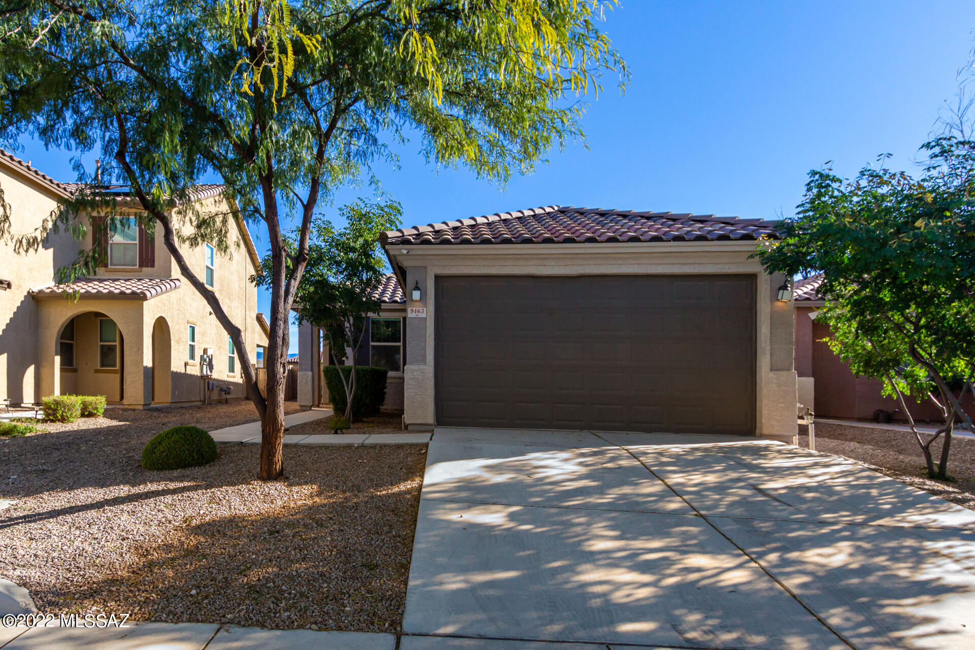 Lovely turn-key home with 2-car garage and an easy-care landscape is the one you're looking for! Enter to discover the captivating interior w/an open floor plan featuring wood-look floors, soothing palette, and abundant natural light. Spotless kitchen offers ample cabinets w/crown moulding, sparkling SS appliances, center island w/a breakfast bar, and plenty of counter space for all your cooking needs. The primary bedroom has plush carpet, pristine bathroom w/dual sinks, and a walk-in closet. Delightful backyard w/refined grass landscape has a relaxing covered patio that enjoys the exquisite view of endless blue skies! This property is waiting for you. Make this yours now!