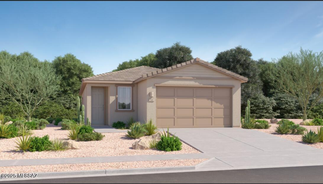 This new single-level home boasts a modern and low-maintenance layout. An open-concept floorplan offers a spacious living area shared between the kitchen, dining room and family room, with convenient access to a patio for effortless outdoor recreation. Three bedrooms are tucked away to the side for enhanced comfort, including the luxe owner's suite at the back of the home with a full-sized bathroom. Our homes come with the Rinnai Tankless Water Heaters, Smart Thermostats, Post-Tension Foundation, Radiant barrier roof decking, 2'' Faux Wood Blinds and more!