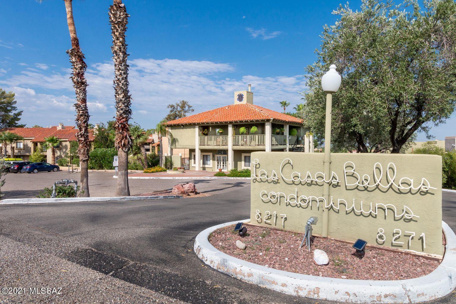 The mountain VIEWS will amaze you from this wonderful 2 bedroom, 2 bath second floor condo with privacy and security. It has a bee hive fireplace, two patios and clerestory windows in the living room to bring warm, natural light into the home! The layout features a split floor plan with each room having its own bathroom plus there is a washer/dryer in the unit. This makes this unit perfect for room mates or having guests visit. The location is convenient with easy access to shopping, Malls, Whole Foods, Trader Joes, downtown, U of A, I-10 and more!  Welcome Home!