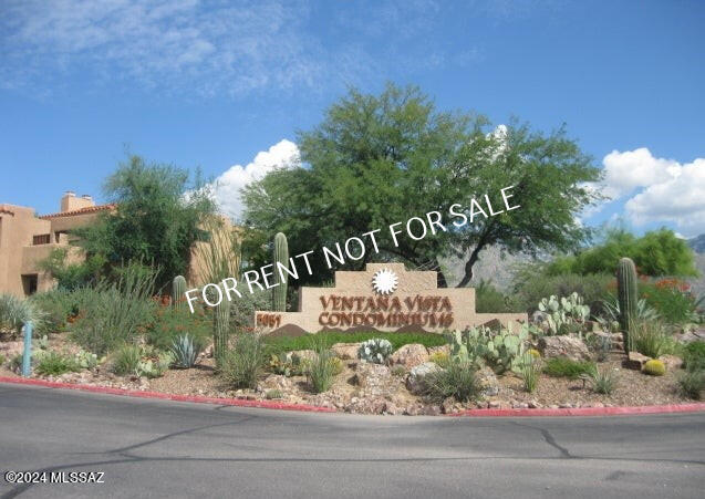 Built 1986, 1 Bedroom, 1 Bath - 808 sq. ft. - Located in gated Ventana Vista, this ground level charming condo features ceramic tile throughout and carpet in the bedroom, Kitchen has a small wrap around breakfast bar. Appliances include Refrigerator, Stove, Microwave and Dishwasher. Laundry closet with stack washer/dryer.  Covered patio and 1 covered parking. Community features rec room, community pool, tennis courts, Water/Sewer and Trash included, close to Sabino Canyon. NO cats-Dog under 35lbs and subject to approval. 

**Please visit our website for SECURITY DEPOSIT, PET RENT, & NON-REFUNDABLE PET FEE INFORMATION.