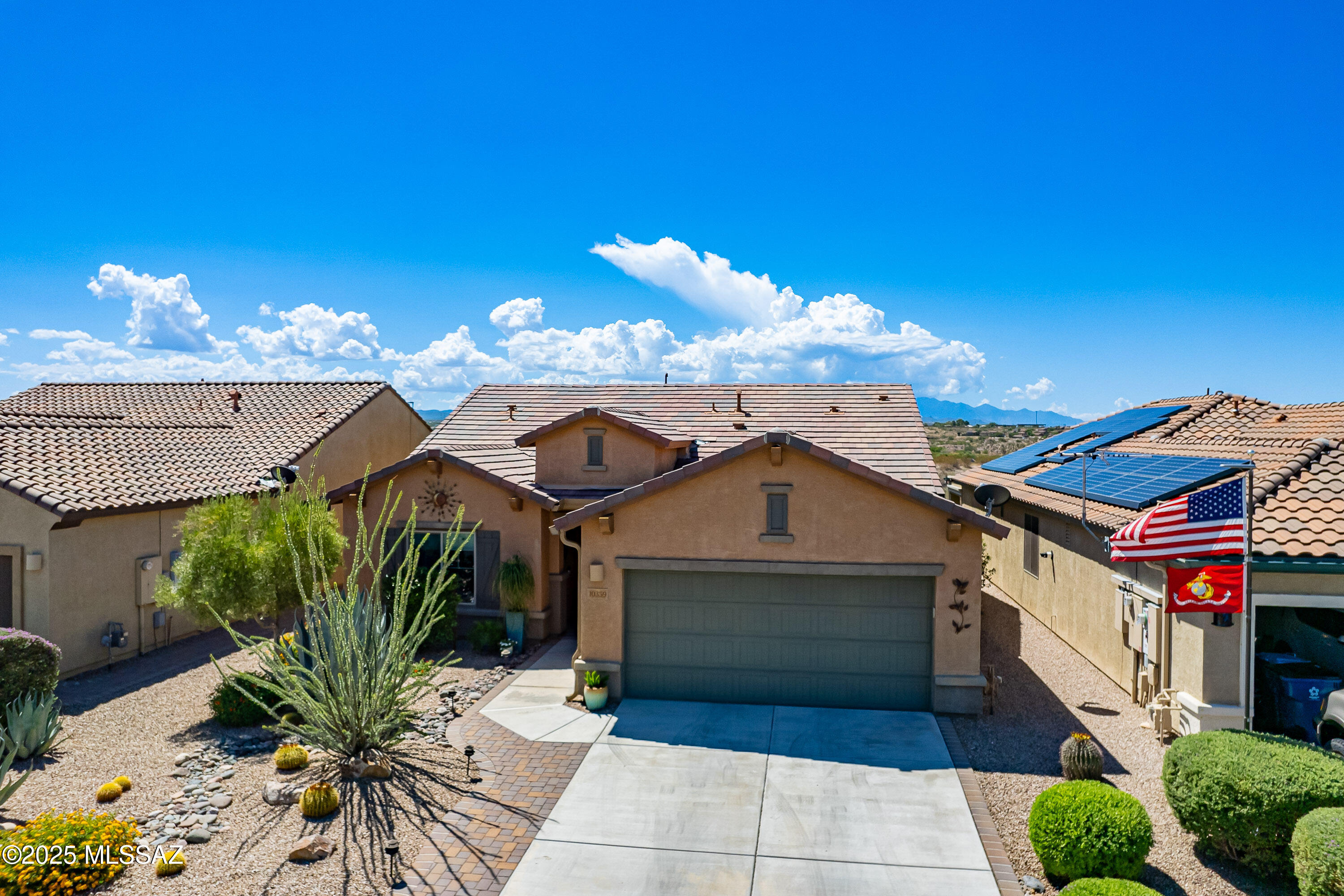 *MOTIVATED SELLER*

Serene and Surrounded by Stunning Desert & Mountain Views! 

Welcome home to this highly sought-after Enchantment floor plan in the beautiful, gated Del Webb at Rancho Del Lago- a premier 55+ Active Adult Community in coveted Vail. 

This meticulously maintained 2-bedroom, 2-bathroom + den home is the perfect blend of comfort and style. With an open-concept layout and a chef's kitchen that overlooks the iconic Arizona landscape, this home is ideal for both entertaining and relaxing. Upgrades include:
* Owned solar panels (completely paid off at closing!)
* Electric blinds in Primary Suite, inside and out-enjoy perfect shade or sunshine at the touch of a button.
* Two overhead storage shelves in the garage.
* Mature, drought-tolerant landscaping, manicured to perfection
One of the homeowner's favorite features? The uninterrupted view of the stars from the primary suite-truly magical. Every detail in this home has been thoughtfully considered for low-maintenance living with high-end touches. The beautiful facilities include "The Lodge" clubhouse, pickleball, tennis and basketball courts, lap pool, dipping pool, hot tub/spa, bocce ball, gymnasium, golf course and putting green, billiards, craft room, dancing room and the list goes on! This is a wonderful community, with activities for all, in a truly stunning location, this will be your favorite move yet! 

The seller, a beloved member of the community, is relocating to the East Coast to be closer to family, creating a rare opportunity for you to own this special property.

Out of town? I'm happy to schedule a personalized video walk-through so you can experience all the details firsthand.

This home, and this community, truly impress. Let's connect today-I'm here to answer all of your questions and help you make your move to Rancho del Lago a reality!