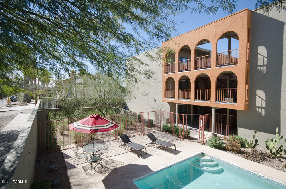 Prime location in popular West University just one block from the University of Arizona! This large, upgraded one bedroom apartment is fully furnished and features oak flooring, granite counters in the kitchen and bathroom, a dishwasher, loads of closet space, ceiling fans and lots of natural light. The gated community offers new individual AC units, new energy efficient windows, a sparkling pool, BBQ area, free high speed internet, 24 hour onsite laundry and fitness room, bike racks and available parking. Incredibly quiet student housing with the entire unit to yourself, not just a bedroom!