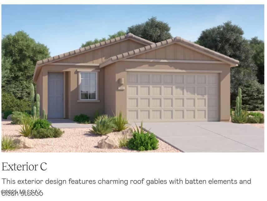 This new single-level home boasts a modern and low-maintenance layout. An open-concept floorplan offers a spacious living area shared between the kitchen, dining room and family room, with convenient access to a patio for effortless outdoor recreation. Three bedrooms are tucked away to the side for enhanced comfort, including the luxe owner's suite at the back of the home with a full-sized bathroom. Our homes come with the Rinnai Tankless Water Heaters, Smart Thermostats, Post-Tension Foundation, Radiant barrier roof decking, 2'' Faux Wood Blinds and more!