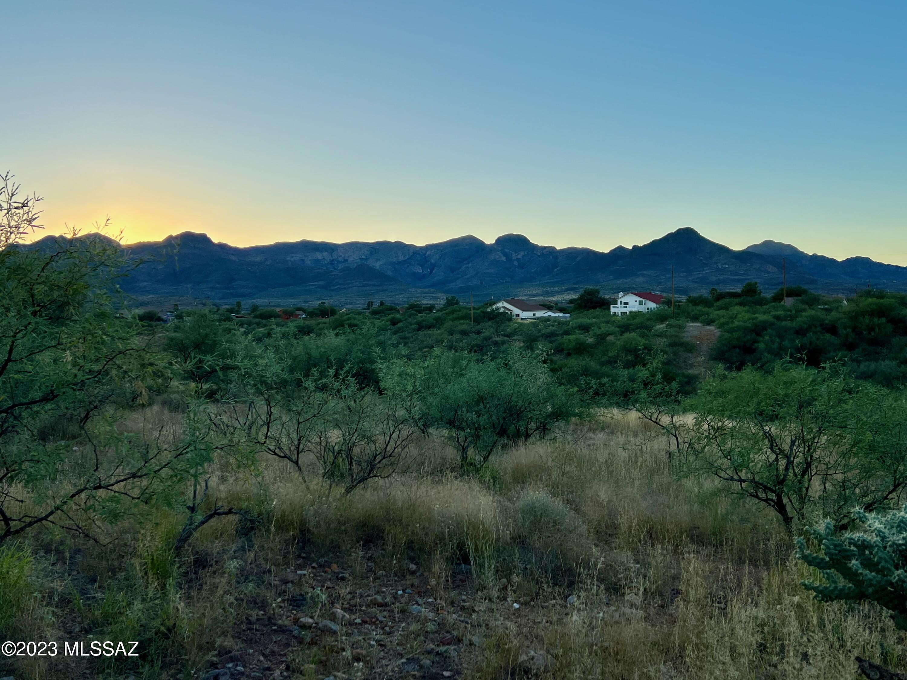 This is a gorgeous lot that is .81 acres! It has a gentle slope to a gulley below off of a paved road. Ripe for building! There is a mostly level building area as well! Electric to the lot line. Water should be at the street but needs to be verified. There are existing homes on this street. Put in a septic an enjoy FABULOUS views in every direction with the peace and serenity Rio Rico has to offer. NO HOA !!