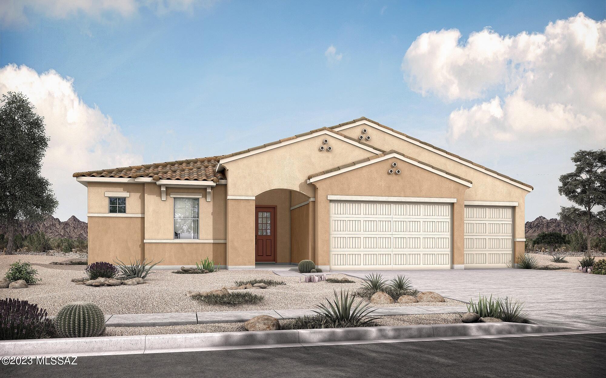 This stunning Hunter plan with Spanish elevation features 3 spacious bedrooms and 3 modern baths, making it perfect for families or individuals seeking extra space. The beautifully upgraded gourmet kitchen is a chef's dream, boasting a 36'' gas cooktop, Whirlpool refrigerator and granite counters. The living area is flooded with natural light thanks to the 12' centered sliding glass door, which opens up to a private backyard. Additionally, the laundry area includes washer & dryer, convenient base cabinets with a sink for added functionality. Tucked away on a peaceful cul-de-sac, this home offers both luxury and tranquility.