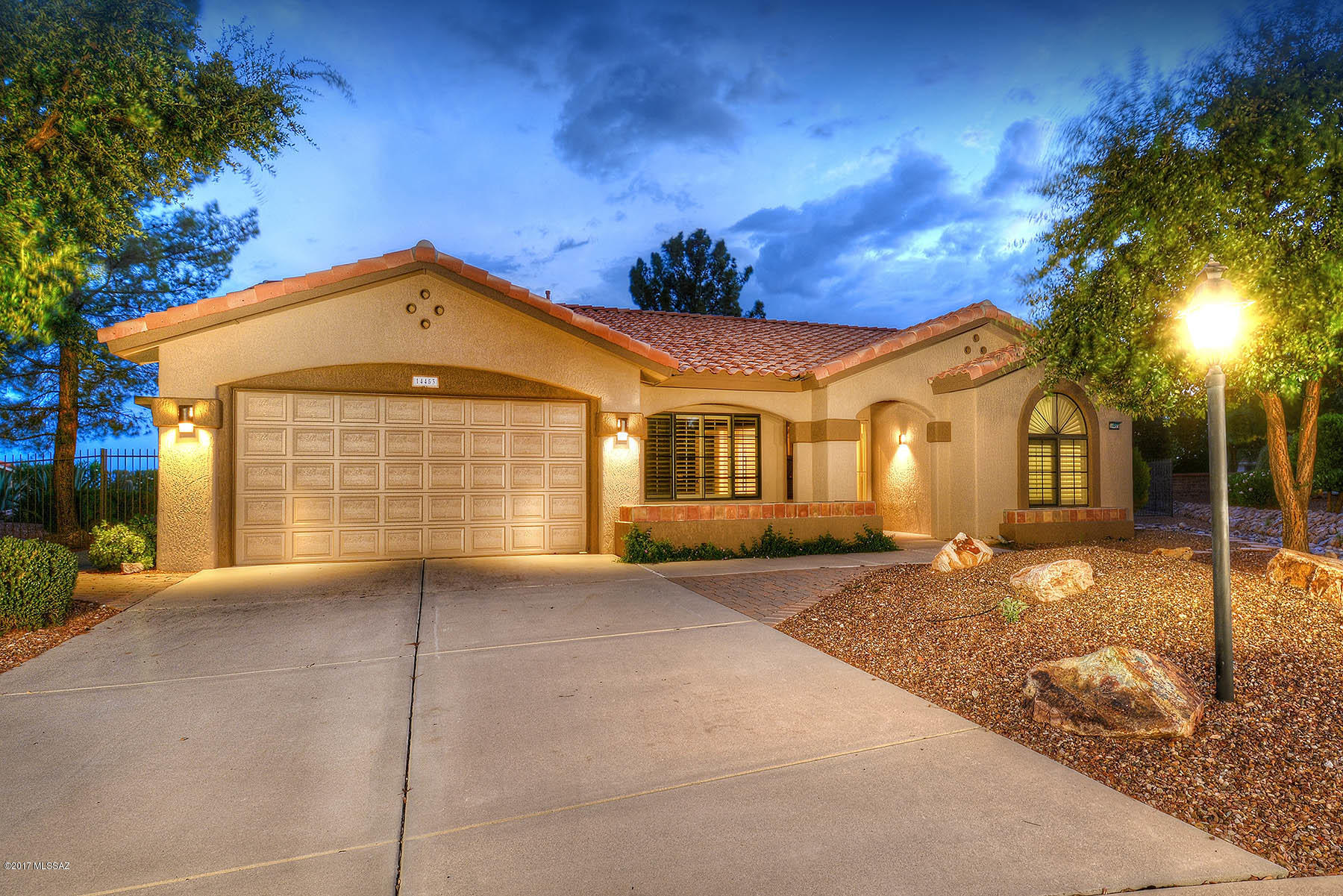 Completely updated Expanded Pacifica model on private cul de sac lot with stunning Catalina Mountain Views. This home boasts 2 Bedrooms/2 Bathrooms plus Den & Office, Granite kitchen countertops & backsplash, Custom maple cabinetry, SS appliances, and expansive great room w/ cozy stacked stone fireplace.  Natural light floods the open floor plan and creates an atmosphere of spacious comfort throughout the home. Master Retreat has a spa-like bath w/ granite countertops, dual sink vanity, walk-in tile Shower w/pebble floor, & Custom California walk in closet. Den & Office have custom built in cabinetry. Enjoy the indoor/outdoor living from the lush backyard w/ mature vegetation, expanded paver patio, wrap-around pergola, additional viewing patio & fountain. Home has newer Hot Water Heater & Roof (2015).