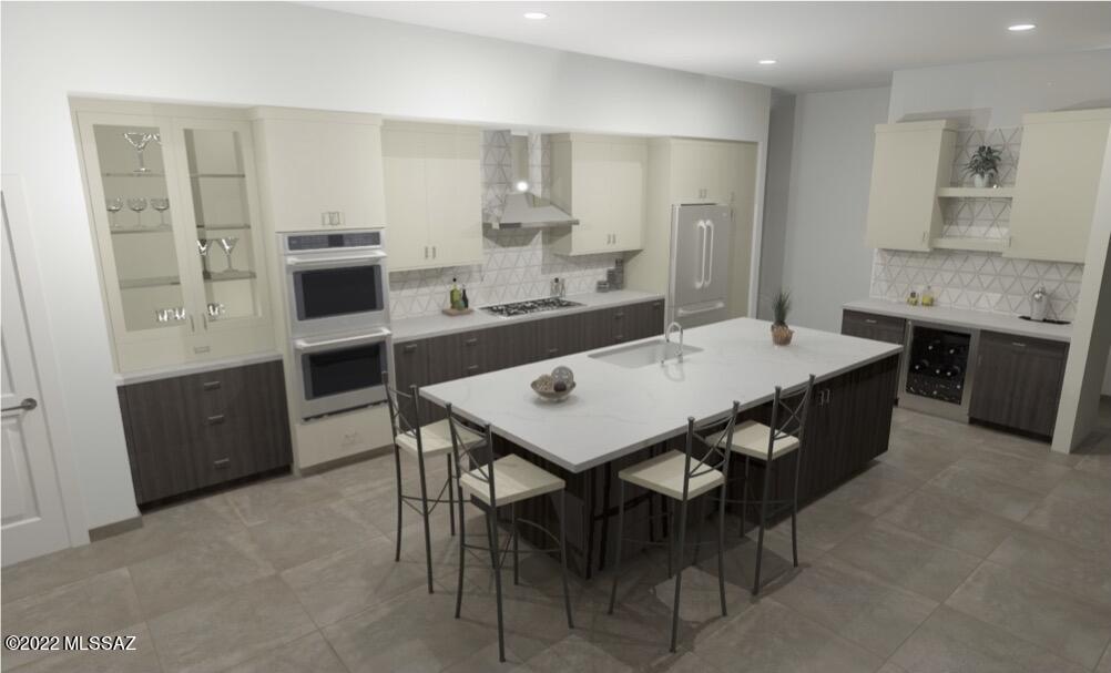 New custom contemporary home in gated community built by award winning RB Construction. Built to the highest standard featuring a Great Room floor & split bedroom floor plan, 3 bedrooms with baths, powder room, formal dining, separate office/den & gourmet kitchen with Jennair stainless steel appliances including 36''gas cooktop, 36''canopy hood, 30''double convection ovens, microwave, dishwasher, and French door refrigerator. The Kitchen is open to the spacious great room with fireplace. 8'maple flush panel interior doors & 24'' Italian porcelain floor tiles throughout
Enjoy views of Santa Catalina mountains from the rear covered porch of this beautiful home sitting on over an acre of land
The private gated community borders a nature preserve area yet is close to schools & shopping.