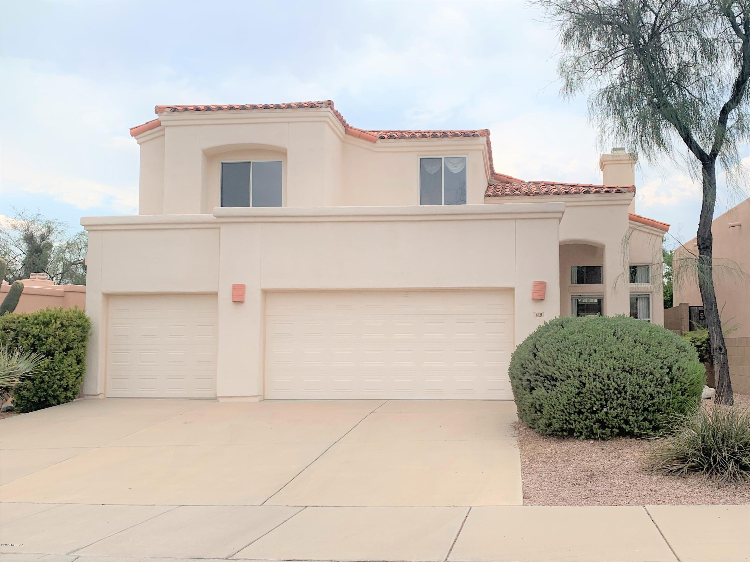 No Application Fees!  Spacious 5 bedroom, 3.5 bath Tucson home in Rancho Arboleda.  This home has lots of living space with family room, formal dining area, and separate living rom.  Beautiful kitchen with upgraded cabinets, granite counter tops, island, gas cook top, built in oven and microwave, separate pantry, dishwasher and refrigerator.  Master suite features private balcony with mountain views, walk-in closet, large spa tub, walk-in shower and double sinks.  Professionally landscaped and easy to maintain desert landscaping.   Three car garage offers plenty of storage.