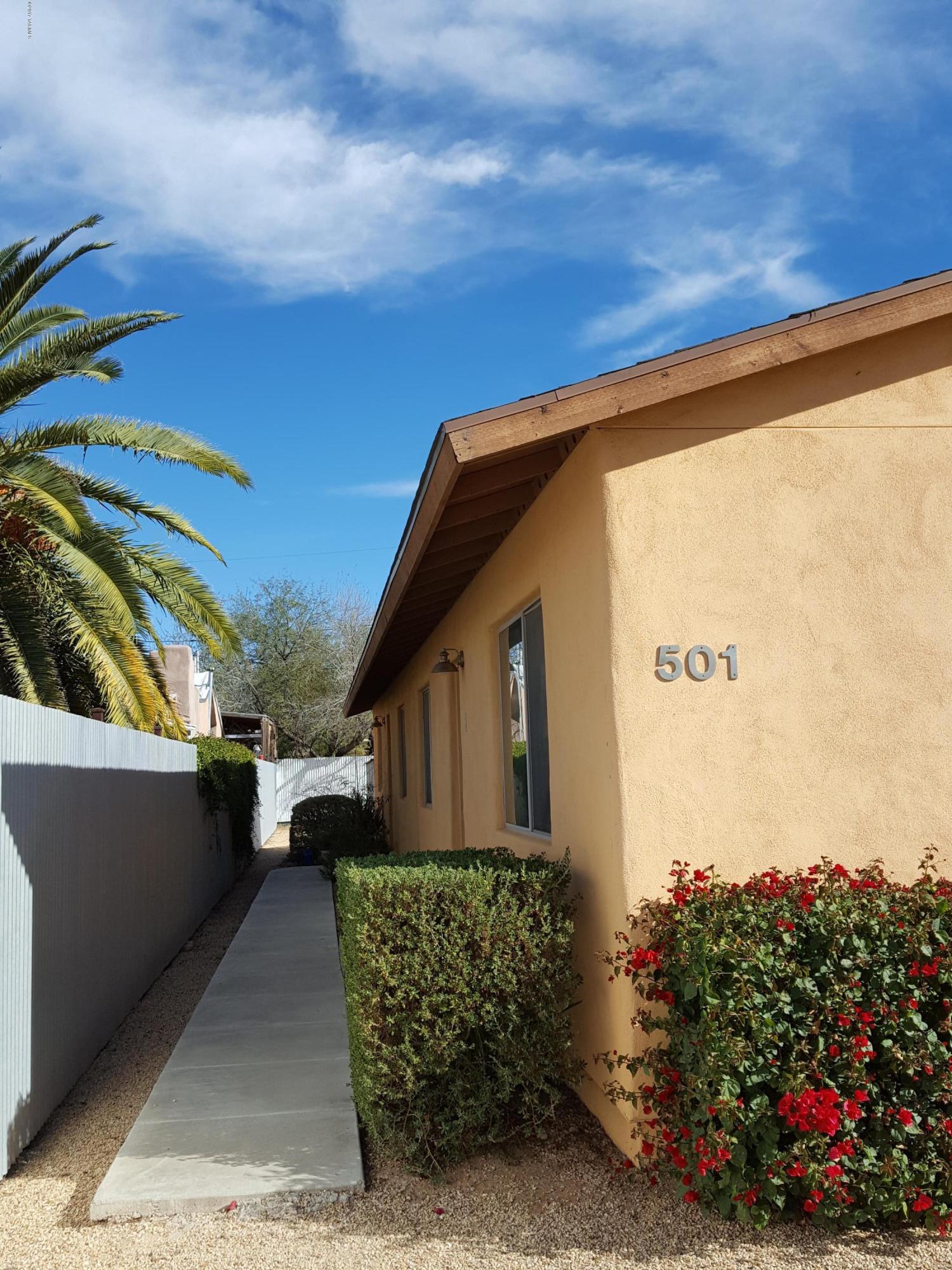 Super nice duplex with stained concrete floors throughout.  Newer construction in established neighborhood.  Great central location with private feel.  Close to downtown, 4th Ave, UofA, and Aviation Bike Path.  Home features central AC and includes all appliances...even washer/dryer!  Rent includes water/trash  Owner will consider a cat with additional $100 deposit but there is zero yard for a dog.  
Available now.