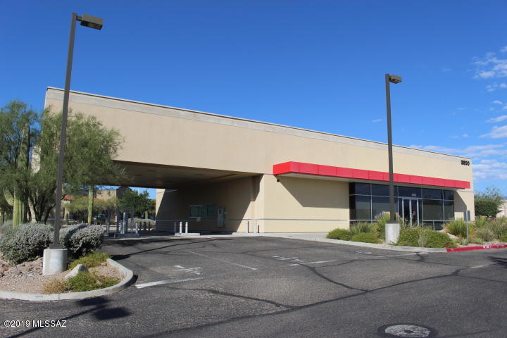 Built for Bank of America as a banking center back in 2005. There has never been any other occupant since B of A sold the building. This stand alone building is located directly across the street from one of the largest high schools in Tucson: Mountain View. The shopping center that abutts this building was recently sold at auction in October 2019 and will be going through a re-development for the former anchor tenant: Safeway Foods. Lots of restaurants in the center as well as a McDonalds on the corner with a gas station attached. Convenient to Dove Mountain to the north and the new Premium Outlet Mall 3 miles to the west by Interstate 10.
