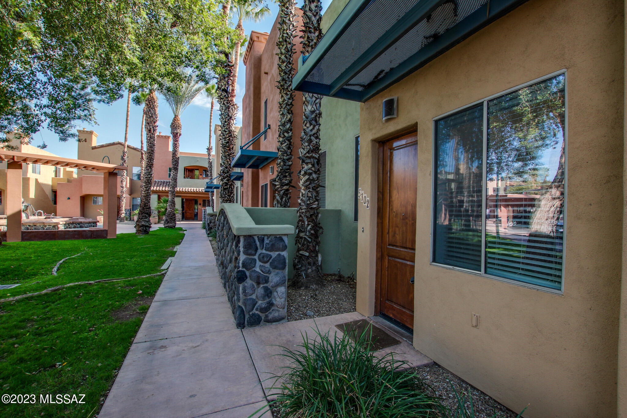 Prime University Location!  Beautiful premier & upscale home! Gorgeous 2 story 3 bedroom, 2 1/2 bath with a two car garage.  All stainless steel appliances. Concrete floors, gas fireplace in Living Room, Master bedroom has a private balcony and a walk-in closet! Walking or biking distance to the U of A - Football stadium and McKale across the street! TVs convey! Washer, dryer, and refrigerator included! Tenant lease expires Summer 2024.