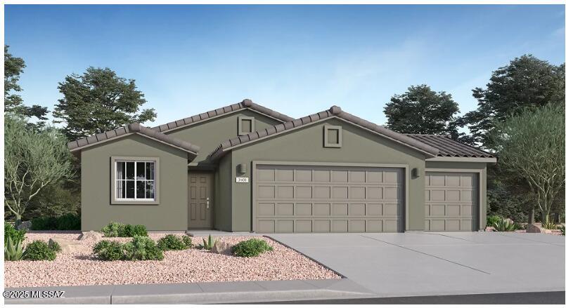 This new three-bedroom home offers convenient single-story living. Two bedrooms boast a private location near the front of the home, steps from a full bathroom. An inviting open-concept floorplan blends the kitchen, living and dining areas for seamless transitions and everyday multitasking. Nestled into a private rear corner, a luxe owner's suite provides a tranquil retreat with direct access to a full bathroom and walk-in closet. This home includes GE® stainless steel appliances, Rinnai Tankless Water Heater, Granite Countertops, Taexx® built-in pest control system, 2'' faux wood blinds, LED lighting and so much more! Don't miss this great opportunity to own a beautiful move-in ready home!