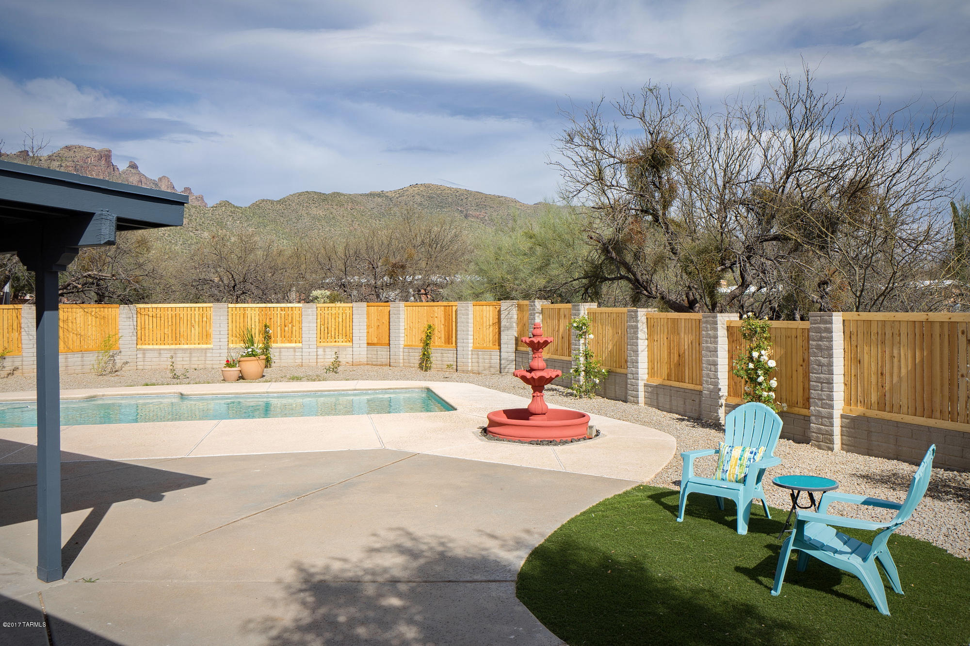 What a transformation!  Enjoy wonderful mountain views from your sparkling pool and landscaped back yard(Catalina and Rincon) and the sunsets from your living room.  Dual large masters (split) with stunning master baths.  Upgrades abound - great kitchen with quartz counters and stainless appliances, tile floors in main areas, dual pane low e windows, permitted addition for that amazing second master.  Truly charming and ready for you!  CARPORT CAN BE NEGOTIATED!  Agent is related to seller.
