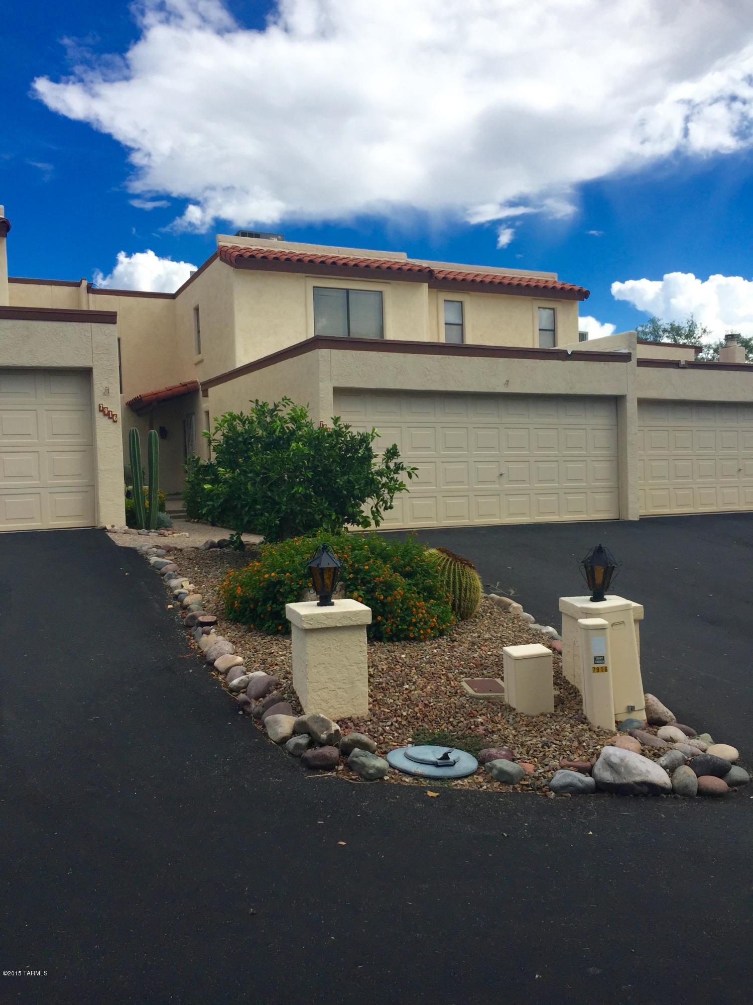 Lowest priced TH in 85750 with 2 car garage!  This townhouse is bright and light. One master bedroom downstairs, and the master upstairs has great view of Catalina's. Loft is perfect for office or just another sitting area for could be enclosed for 3rd br.
Freshly painted, new carpet.
Wonderful community pool and spa. . HOA includes garbage, Rural Metro, Insurance  personal area for Structural hazard, landscape front yard, building exterior (not roof), community pool and spa. Ready for you to move in and enjoy the low maintenance backyard.