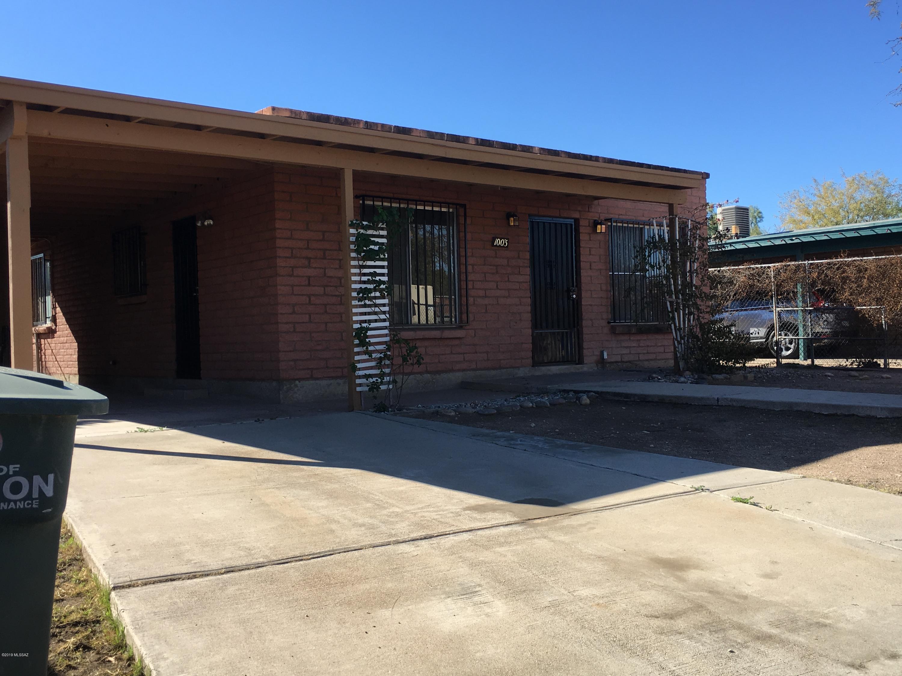 Freshly painted interior, lightly renovated cute 2 bedroom home, new light fixtures, ceiling fans, carpet, upgraded kitchen cabinets, roll-out drawers. Still tile in common areas, polished tile. Private rear yard, fresh painted exterior fascia, coated roof and wrought iron security and doors.