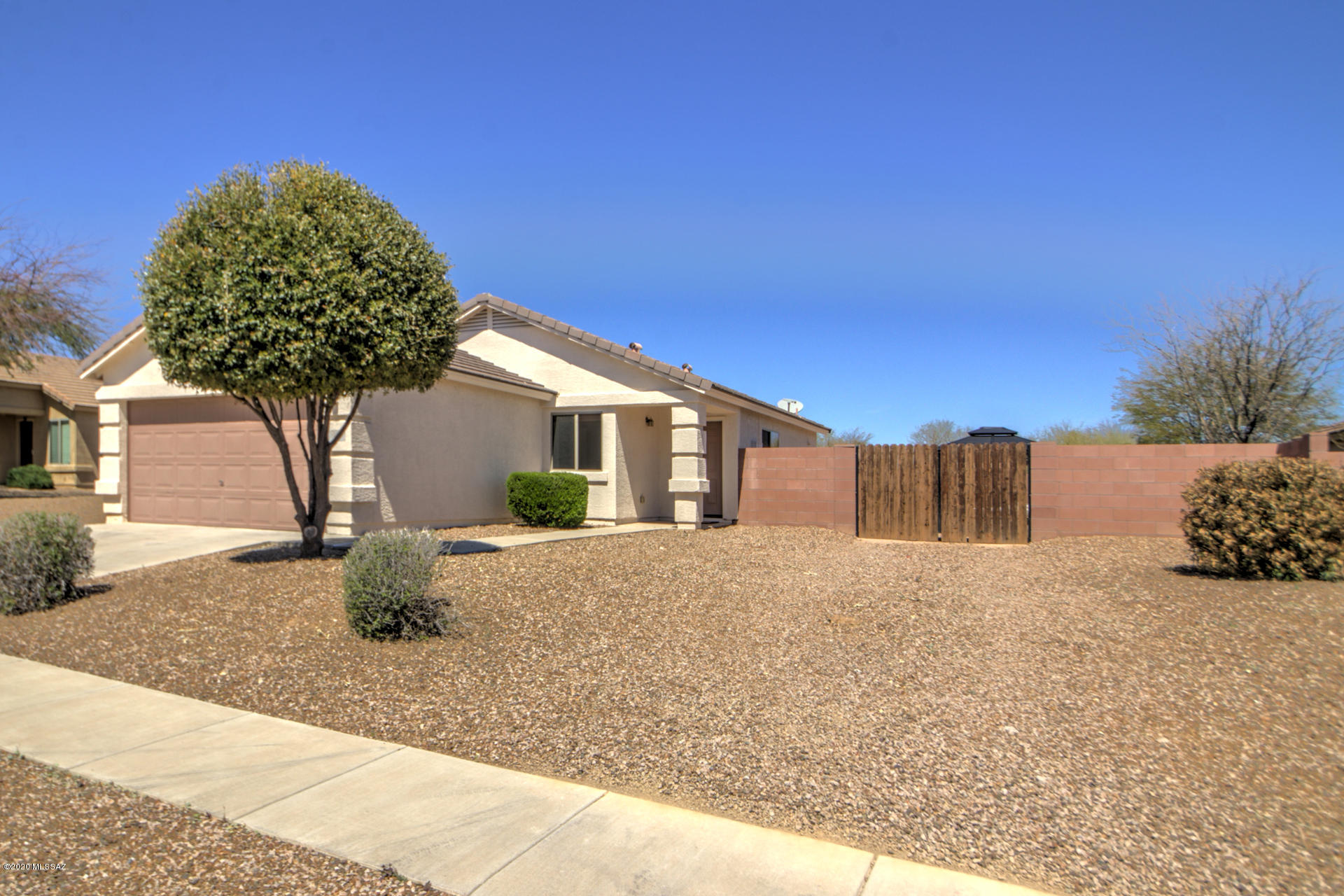 Move in ready, single story 3BD/2BA home with a 2 car garage and no rear neighbors welcomes with an open space concept of family room with tile flooring. Family room is adjacent to the kitchen that offers beautiful views of the backyard. Kitchen features a breakfast eating area, plenty of cabinetry space with pull out drawers and a spacious pantry. Hallway leads to 3 bedrooms, all with new carpet and a full bath with a shower/tub. Master suite features two master suite closets, a shower/tub in master bath and views to the backyard. Enjoy the outdoors with a covered patio, a sparkling pool, and a sitting area with a gazebo. Home is close to many shopping & dining places.