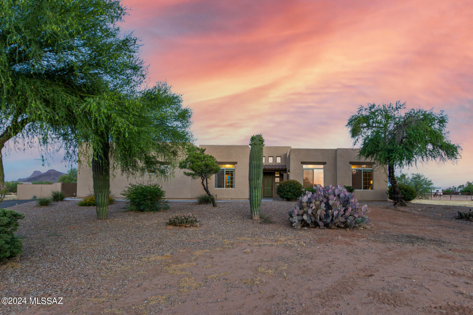 Experience the epitome of pride in ownership with this stunning abode tucked away in the serene embrace of Tierra Linda! Prepare to be enamored by its remarkable interior, featuring generously proportioned living spaces adorned with a soothing neutral palette, plush carpeting in key areas, elegant archways, and tasteful tile flooring. The chef's kitchen is a culinary delight, boasting rich wood cabinets, double wall ovens, top-of-the-line built-in appliances, recessed lighting, a spacious pantry, luxurious granite countertops, a stylish mosaic backsplash, and a central island complete with a breakfast bar. The primary bedroom suite is a retreat unto itself, offering a private ensuite bathroom with dual sinks, a sizable walk-in closet, and a convenient sitting area with direct outdoor access. Entertain with ease in the backyard oasis, where a covered patio beckons for al fresco gatherings, overlooking a sparkling pool with a relaxing spa and captivating views of the majestic mountains.