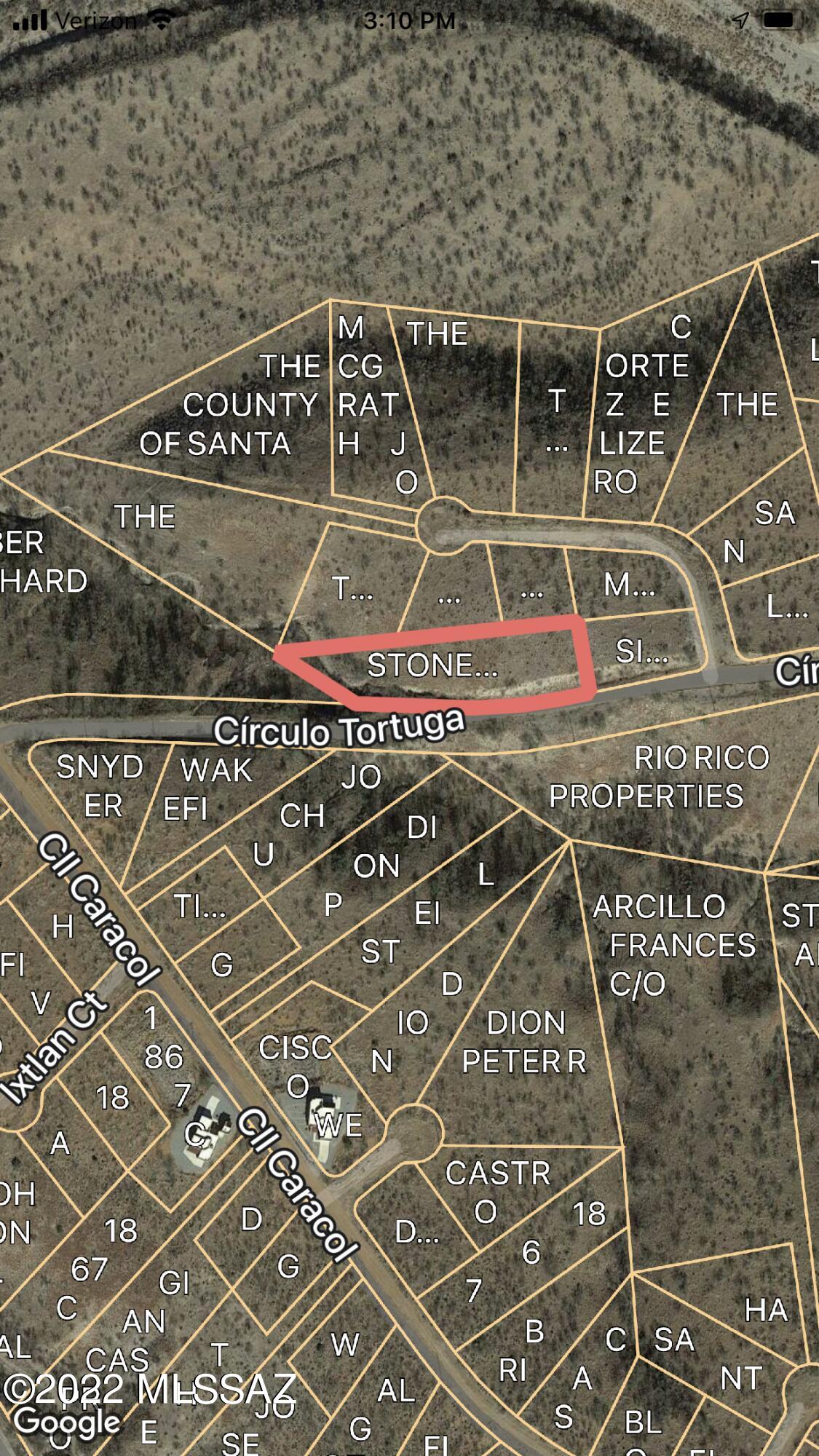 Residential lot with long frontage on Circulo Tortuga, the lot has a ridge top on it.  Great mountain views.