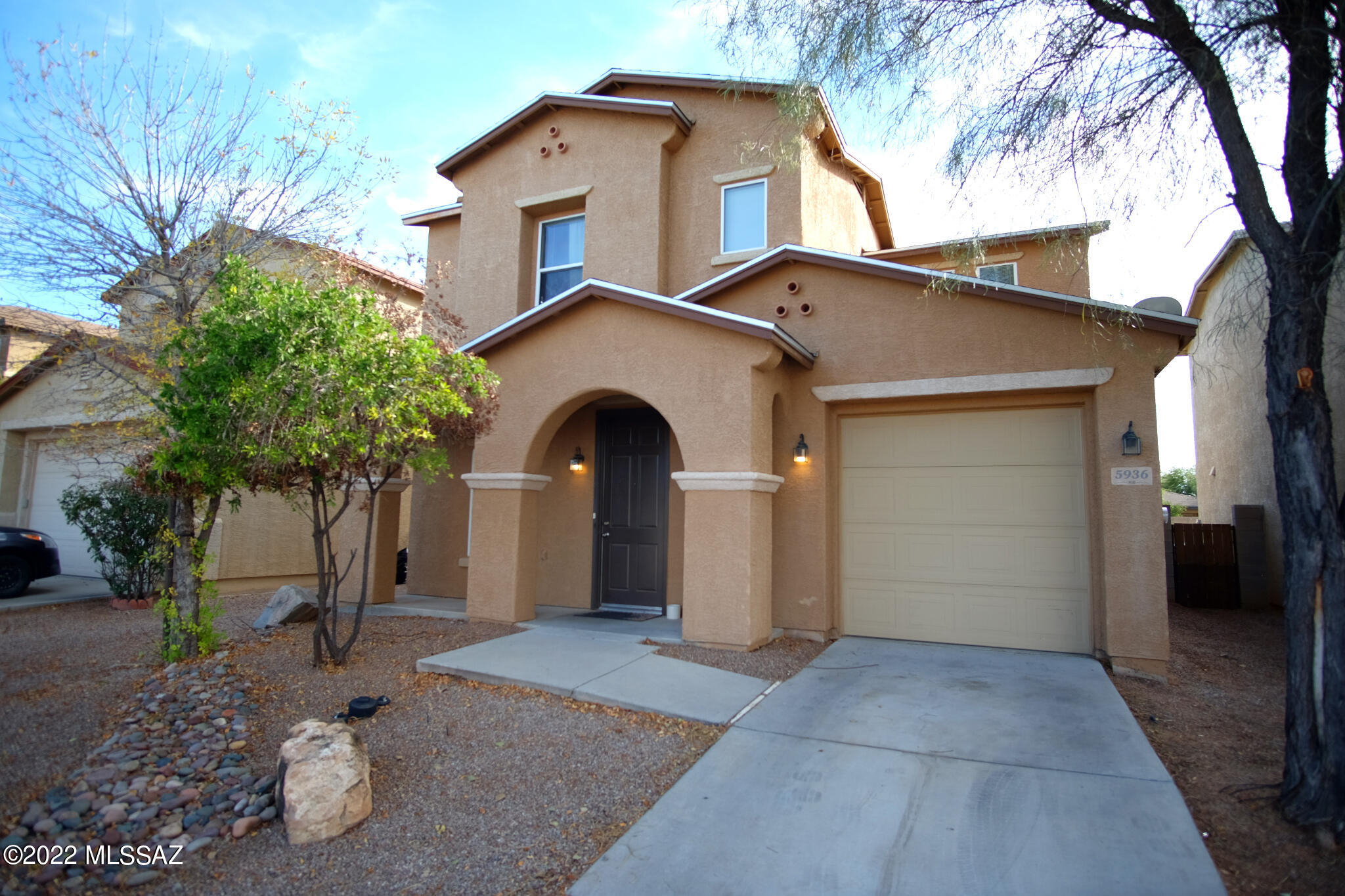Enjoy the convenient location of the Julian Ranch Neighborhood with a close proximity to D-M Air Force Base, Tucson Int'l Airport, and local Fulfillment Centers for Amazon, Target, & Homegoods. This 3 Bedroom/2 Bathroom 1212sf Home features nearly new 2006 construction, Central Air Conditioning, woodgrain Ceramic Tile floors, Gas Range, 1 Car Attached Garage, 2 story floorplan, private walled-in backyard, and Laundry Room w/ included Washer & Dryer. 12mo minimum Lease, $50/adult Application Fee, $1600 Security Deposit, $150/pet Pet Fee with approved pet, $400 cleaning fee. Tenant pays elec, nat gas, water, and sewer. 6 month Lease rate is $1800/mo.