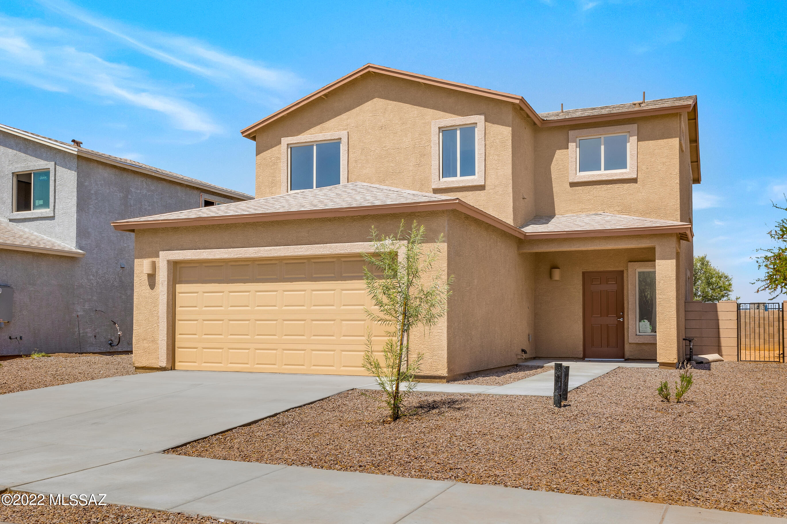 Brand new construction by Doucette Homes in beautiful Corazon Del Pueblo community. This 3 bed 2.5 bath home features high end tile, an open floor plan with large family room and high ceilings. The spacious kitchen has high end quartz countertops, tile backsplash, and stainless steel appliances. The second level features large primary bedroom with spacious bathroom and walk-in closet. Two additional bedrooms and hall bath. No neighbors behind! The easy access to the I-10 as well as the new construction difference make this a property not to be missed. Come take a look today!