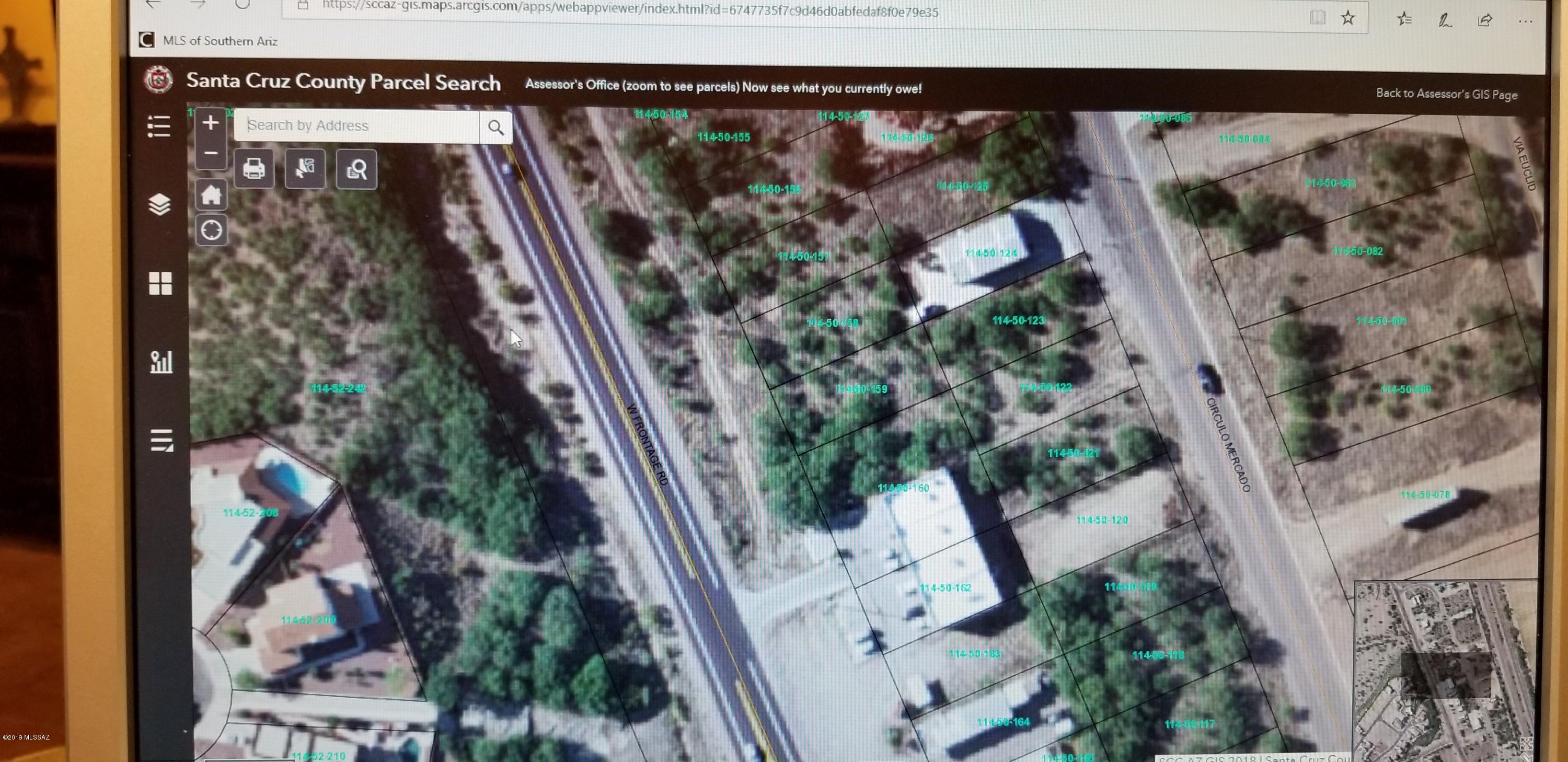 Great Frontage Rd Commercial lot, has adjoining lot of the same owner to the East off Circulo Mercado that can be purchased to create a commercial parcel with access from both roads.