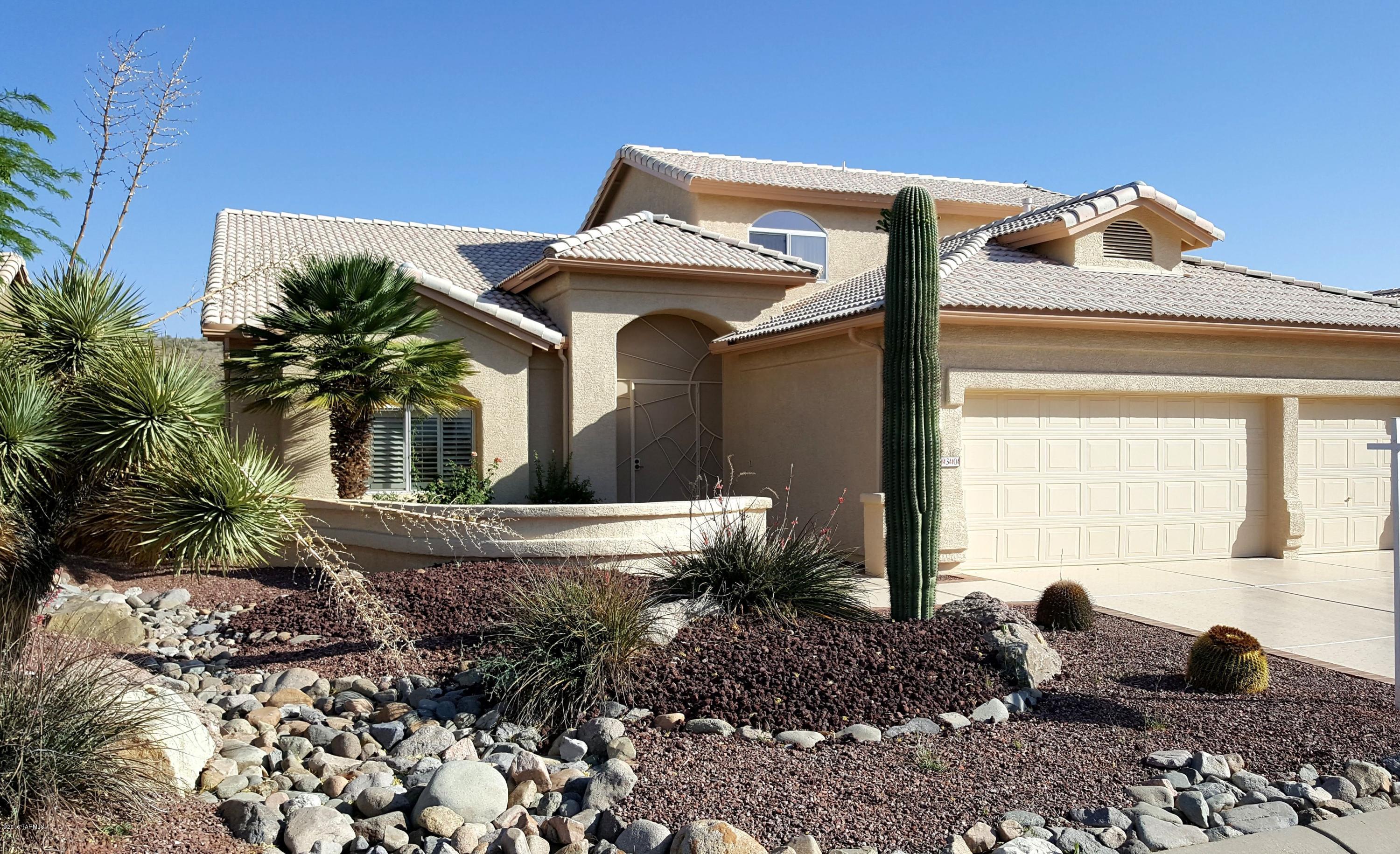 Very Sharp DURANGO Model close to all the Mountain View Club amenities in HOA #2 in SaddleBrooke. Beautiful, HUGE Gourmet kitchen, fully-screened rear, covered patio overlooking golf course and desert common area. 3-car garage with loads of storage. Come enjoy the SaddleBrooke lifestyle! Also available for purchase. Home will be taken off sales market if/when rented. See MLS#21616337.