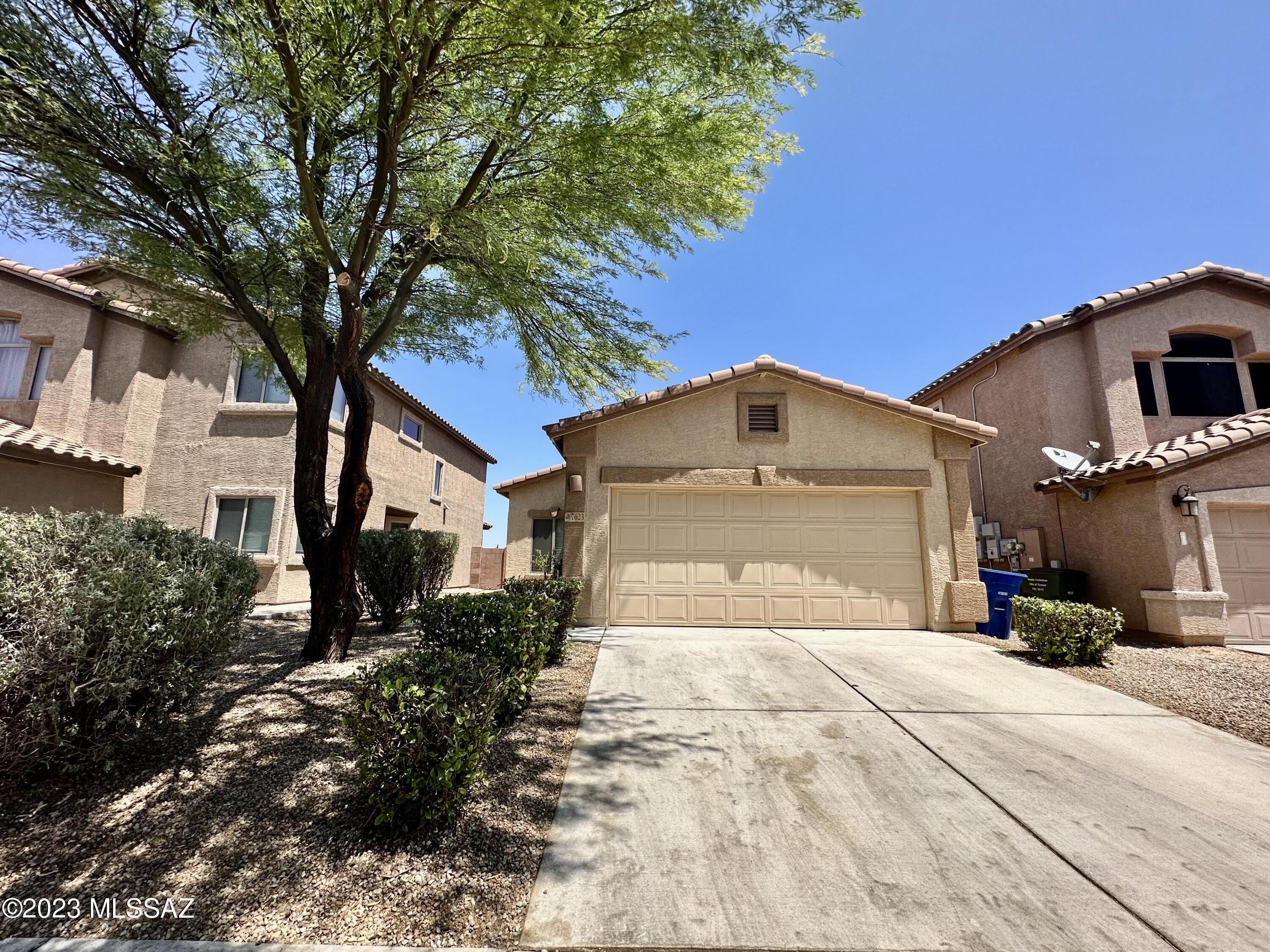 This beautiful single-level 3-bd, 2-ba home features a spacious living area, a kitchen that includes a frig, d/w and stove, a pantry & plenty of wood cabinets for storage. Lots of natural light in the dining area, generous size bedrooms, ample closets, & an interior laundry room with a washer and dryer. Enjoy the backyard covered patio, the low-care landscape, and the breathtaking Mountain views! Nearby Schools, Shopping, & more. Schedule a showing today! Blue Fox is an Equal Opportunity Housing Provider. We are also licensed Realtors