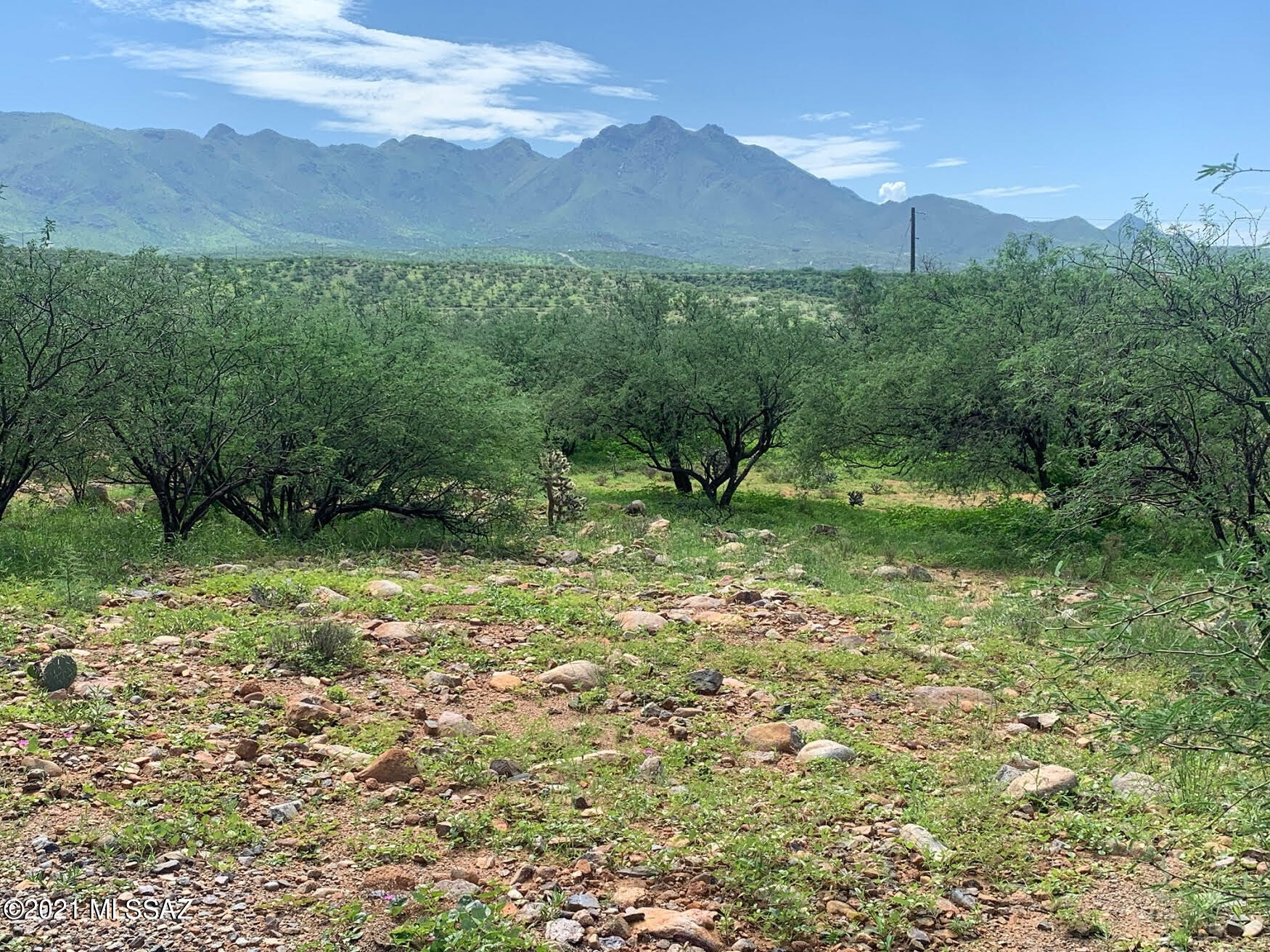 All paved road access, only about 7 minutes from I-19.  Very flat lot easy to build on with great mountain views.  Electric is at the street and water probably is also but should be verified by the water co.