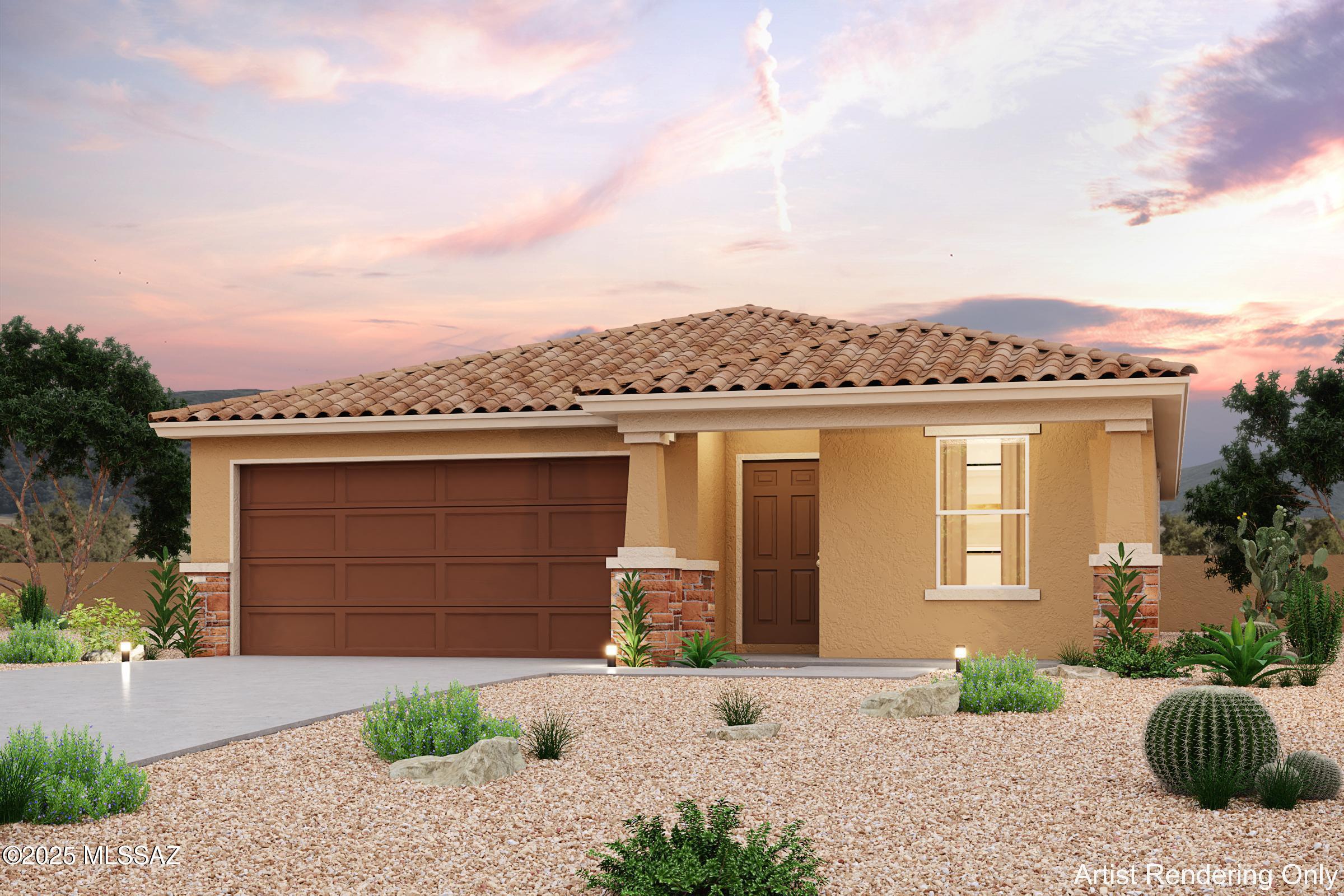 Welcome home to this NEW Single-Story Home in the Kartchner Vistas! The desirable Alamar Plan boasts an open design encompassing the Living, Dining, and Kitchen spaces. The Kitchen features gorgeous cabinets, quartz countertops, and LG appliances (including Range with a Microwave hood and Dishwasher). The primary suite has a private bath, dual vanity sinks, and a walk-in closet. This Home also includes 2 more bedrooms and a whole secondary bathroom.