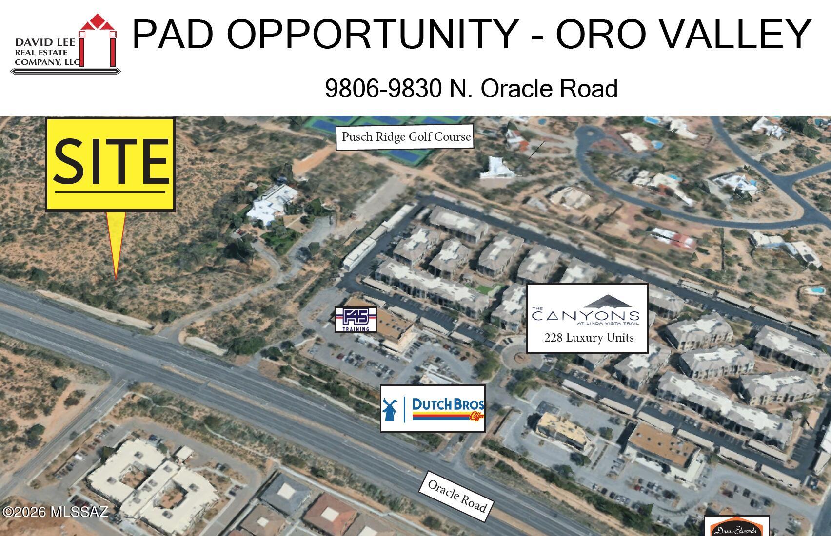 9806 and 9830 N Oracle Road lots avaiable with frontage on Oracle Road. Just to the north of Dutch Bros and the El Corredor development and just south of the Target, Home Depot, McDonald's, Fry's, and much more!

Can be used for a variety of purposes including retail, restaurant, or office.