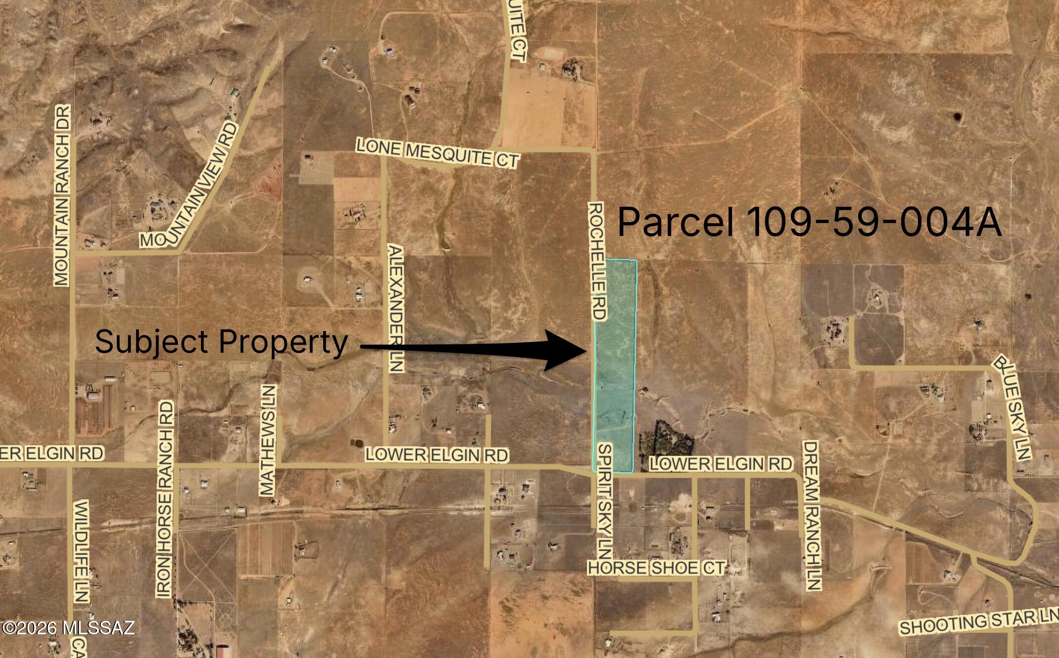 Parcel 109-59-004A features 35.09 acres at the corner of Lower Elgin Road and Spirit Sky Road in beautiful Elgin, Arizona, just minutes from Sonoita. With easy access and a private well already in place, this rectangular parcel offers endless possibilities to build your dream home, establish a vineyard, create an equestrian property, or enjoy the privacy and open space of Southern Arizona's wine country. Whether you're looking for a peaceful retreat or future investment, this property is ready for your vision. Buyer to verify all facts and information deemed material.