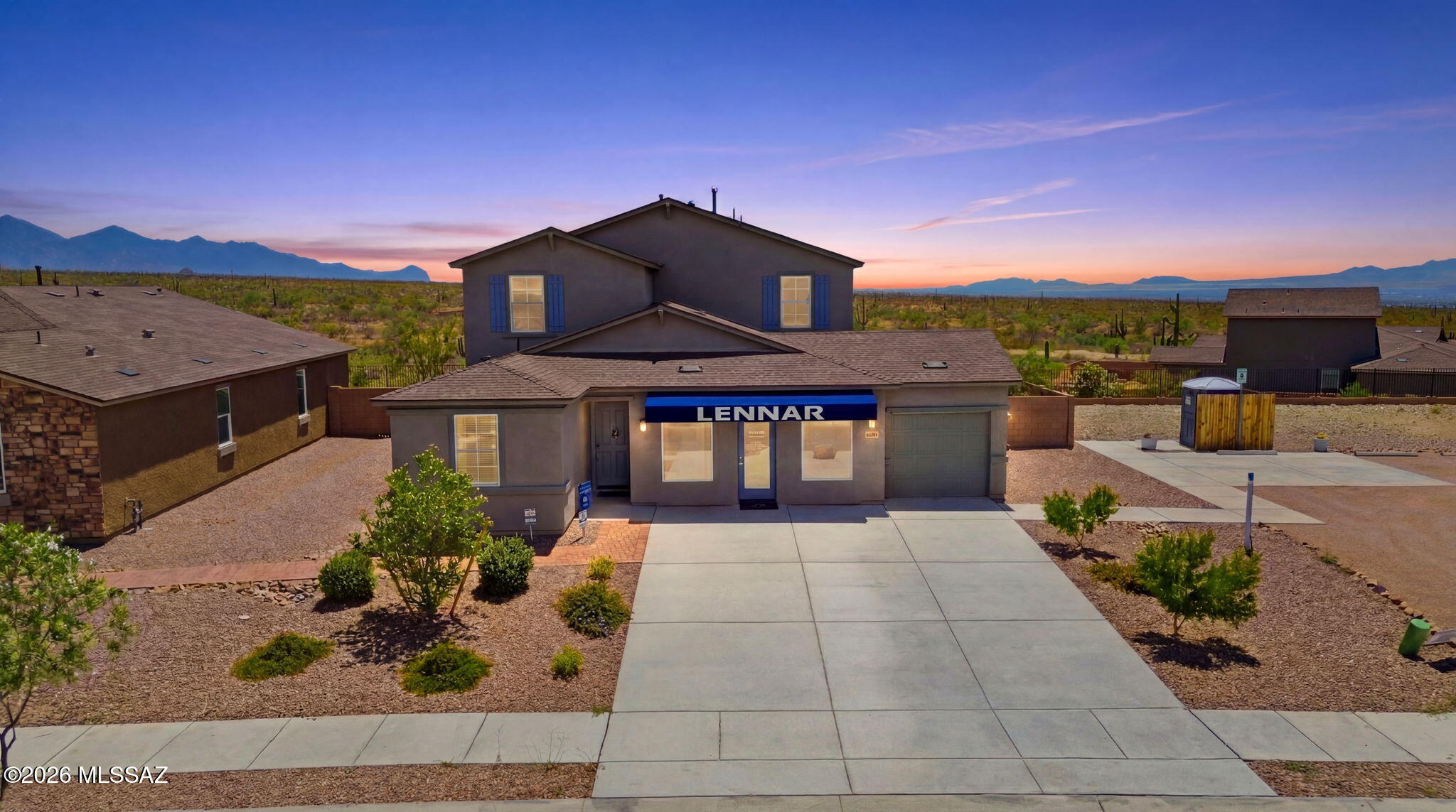 Experience the pinnacle of Southern Arizona living in this magnificent 2024-built masterpiece, offering 2,208 square feet of pure luxury. Perfectly positioned to capture spectacular mountain views from both the front and the back, this home lets you experience Arizona's 300+ days of sunshine and majestic desert sunsets in absolute privacy. Designed with flexibility in mind, the expansive floor plan features 4 spacious bedrooms plus a dedicated den/office--perfect for remote work or a hobby room. The heart of the home is an open-concept living space that showcases all the bells and whistles of a premium new build. The graceful chef's kitchen features rich granite countertops, a matching stainless steel appliance suite, a large central island, and a built-in pantry with ample storage for all your essentials. The bright living areas flow seamlessly into the chic, tasteful bathrooms, each boasting elegant, high-end finishes. Step outside into an inviting backyard space thoughtfully designed to be low-maintenance yet visually striking--the ultimate backdrop for relaxing or entertaining. Complete with a rare and massive 3-car garage for vehicles and desert toys, this home offers unmatched convenience. Families will love that Copper Ridge Elementary School is nestled directly within the subdivision, part of Vail's highly acclaimed, award-winning school district.
