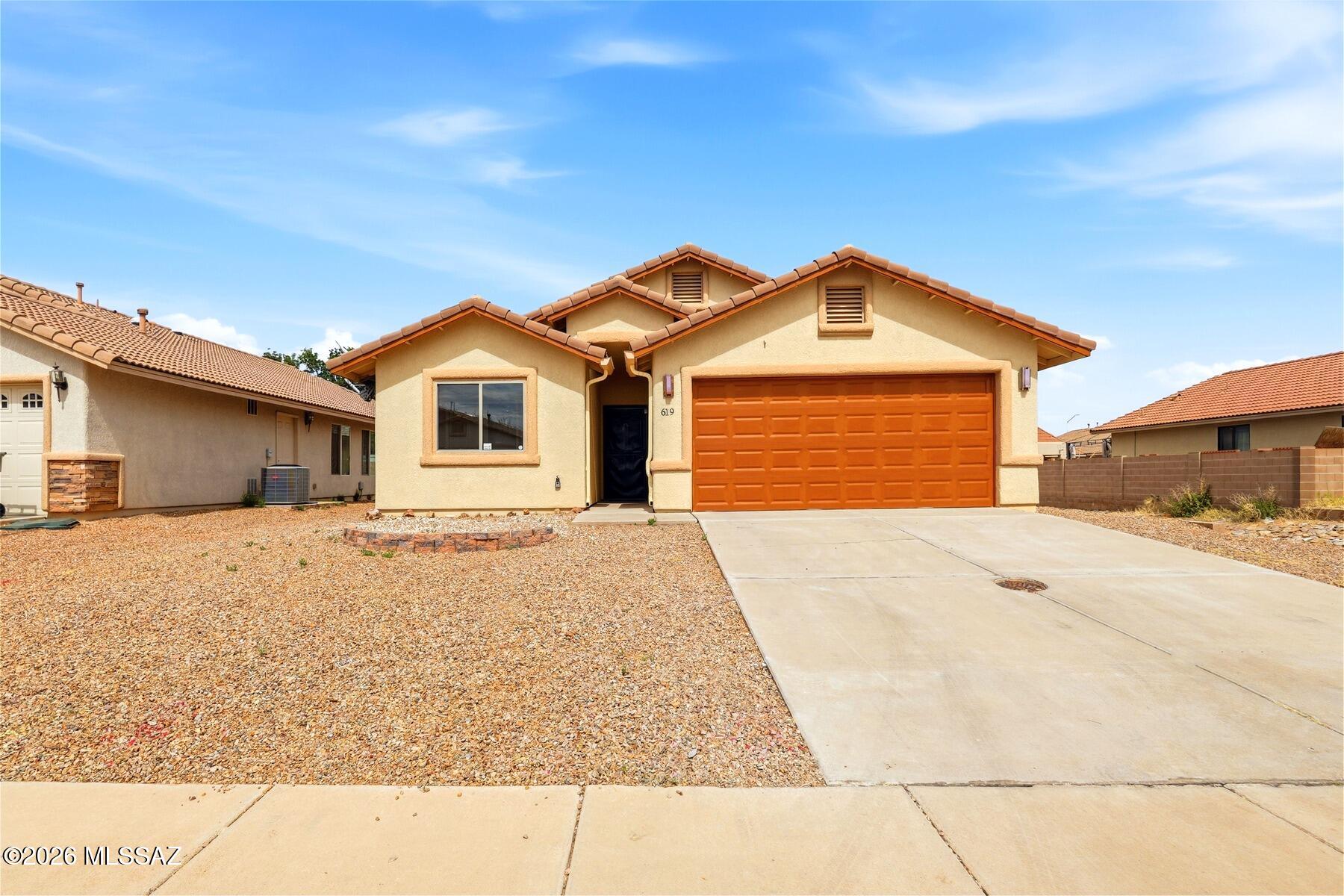 Move in ready 3 bedroom, 2 bath home in desirable Campstone! This well maintained single level home features brand new carpet installed in 2025, tile flooring in all the right places, granite countertops, and a cozy wood burning fireplace. The open floor plan creates a comfortable space for everyday living and entertaining. The backyard offers low maintenance landscaping and a standout detached shed complete with electricity, loft storage, and workbench space, making it the perfect workshop, hobby room, or ultimate man cave. Additional features include central air, a covered patio, block fencing, a two-car garage, and no HOA. Conveniently located near shopping, schools, Fort Huachuca, and all that Sierra Vista has to offer.