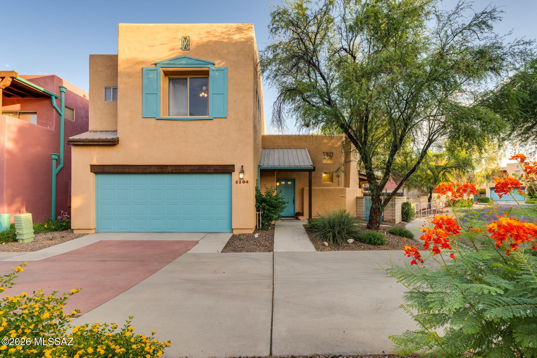 Welcome home to a bright & comfortable 1528 sq/ft two-story property nestled in one of Midtown's most desirable gated neighborhoods combining privacy w/ low-maintenance desert lifestyle!This beautiful 2BR/3BA home places you minutes from premier shopping, dining, entertainment, hospitals,UA & Davis-Monthan! Open floorplan w/ large great room & beautiful corner gas fireplace.Spacious kitchen w/ all appliances & new dishwasher offering endless space for meal prep, cooking& hosting. Tile floor throughout main level for effortless cleanup & a 1/2 BA downstairs off of kitchen. Both upstairs BRs have ensuite BAs! Flexible upstairs loft- ideal for home office,media room or studio.Fully enclosed block-wall yard featuring covered flagstone patio & lush trees. A true Oasis w/neighborhood Pool & SPA!