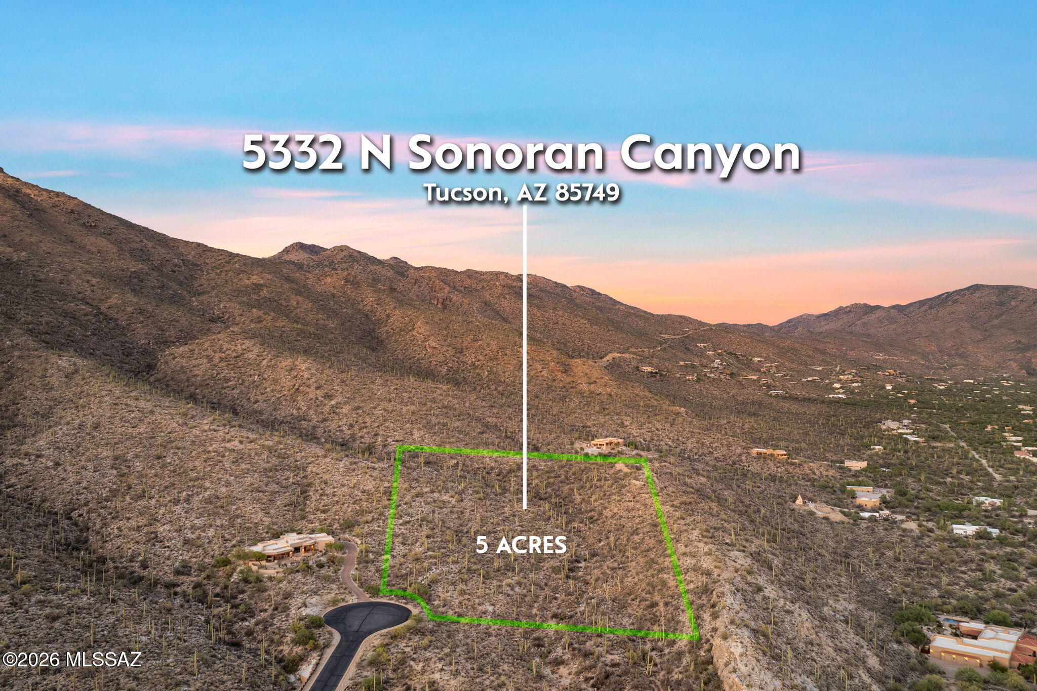 An amazing opportunity to build your custom dream home on 5 saguaro studded acres in one of Tucson's most desirable Northeast areas. Enjoy the privacy of gated Saguaro Hills Estates surrounded by million dollar homes, at the top of the community this cul-de-sac homesite is high above the valley with panoramic views spanning the Santa Catalina Mountains, Tanque Verde Valley and Tucson city views. Minutes from golf at Sabino Springs/Arizona National, Forty Niner Golf Country Club, Saguaro National Park East, exceptional road cycling, mountain biking, birding at Agua Caliente Park and Mt. Lemmon's fantastic year-round recreation. Near Northwest Hospital, Banner University, TMC, Raytheon and located in the highly regarded Tanque Verde School District. Adjacent lot 32 available for purchase.