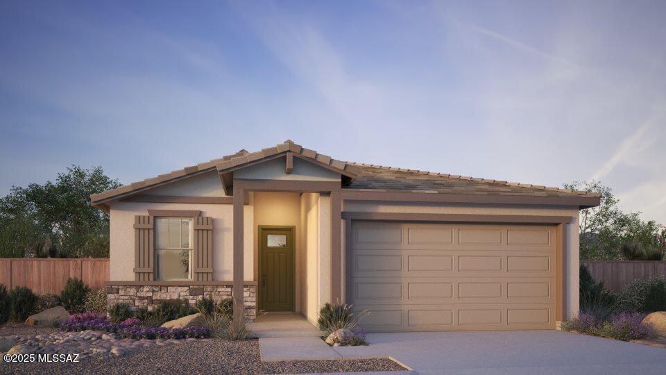 Charming Brandy floorplan with Ranch elevation offers 3 bedrooms, 2 full baths, open Greatroom/Dining/Kitchen area. Kitchen features refrigerator, center island, granite counters, upgraded cabinets & oversized walk-in pantry. Owner's suite features HUGE walk-in closet, dual sinks, linen closet, walk-in shower and a view to the backyard. Additional option selections include 8' interior doors, granite counters through out, LED disk lights, Washer/Dryer and 2'' faux wood blinds.