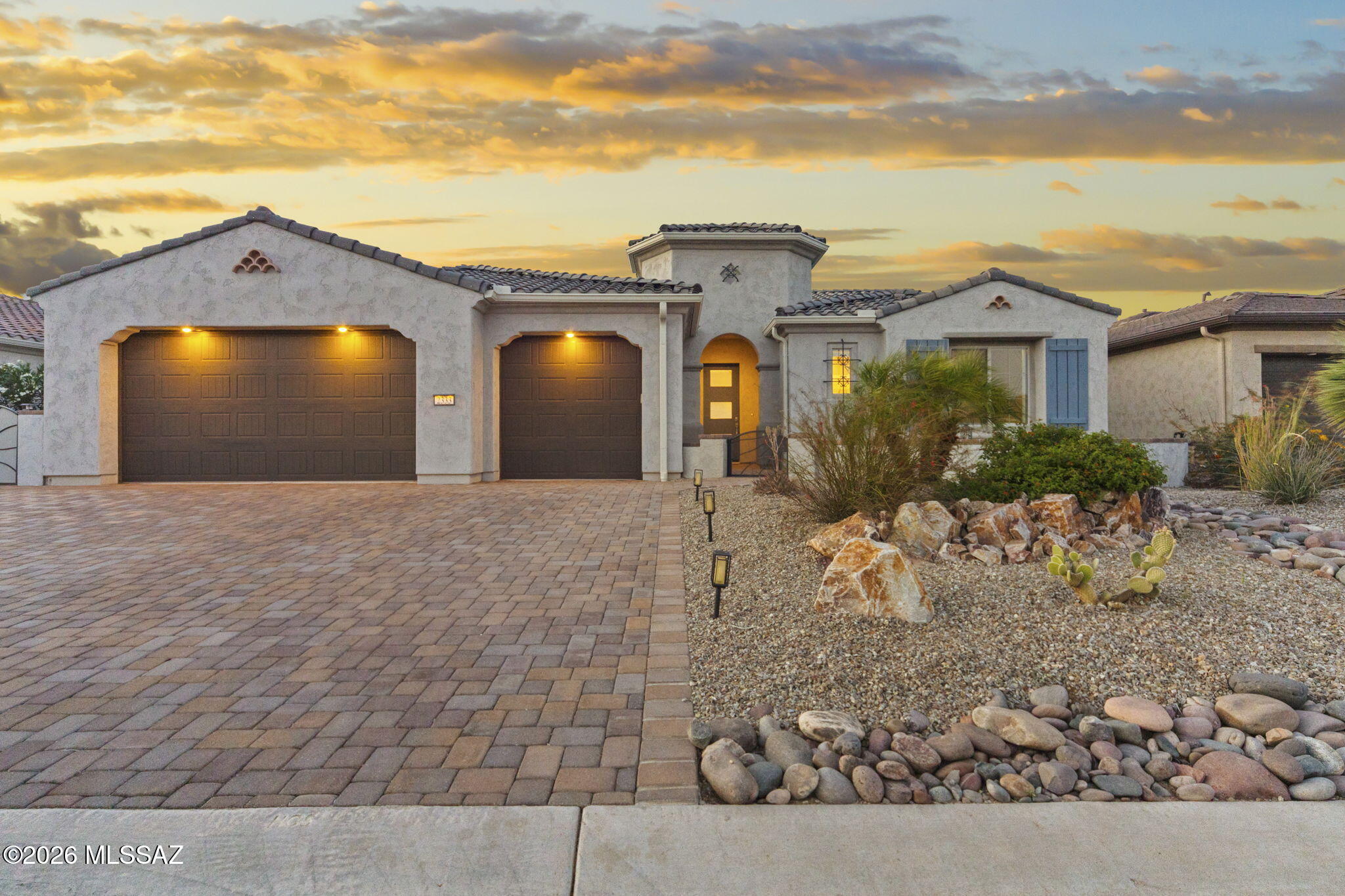 Range Priced: Seller will counter of accept offers between $775-825k. Set within the gates of Quail Creek Resort Community, this thoughtfully designed residence captures the ease and rhythm of resort-style living without sacrificing comfort or privacy. Built in 2023 and barely lived in, it offers a clean, modern feel with upgrades already in place, so you can step right into the lifestyle rather than spend time creating it.

The floor plan is both practical and flexible. Two spacious bedroom suites each feature their own private bath, giving guests or extended stays a true sense of independence. A generous home office sits apart from the main living areas and can easily convert to a third bedroom, media room, or additional guest space depending on your needs. Natural light carries through the open living spaces, creating an easy connection between indoors and out. The kitchen, dining, and great room flow together in a way that feels natural for both everyday living and casual entertaining. Every finish and upgrade was selected with longevity and simplicity in mind, making the home feel polished without being overdone.

Out back, the setting becomes even more compelling. With no rear neighbors, the yard offers a level of privacy that's increasingly rare in community living. The landscaping is complete and low-maintenance, designed for enjoyment rather than upkeep. A private spa anchors the space, perfect for quiet evenings or unwinding after a full day of activity.

Life here extends well beyond the home itself. Quail Creek is known for its energy and sense of connection, where golf, pickleball, fitness, dining, and an active calendar of events create a true lifestyle environment. Whether it's a morning round, an afternoon class, or an evening with neighbors, there's always something to step into, or step away from when you want your own space.

This is a move-in ready opportunity in one of Southern Arizona's most established active adult communities. Clean, modern, and complete, with the added benefit of privacy and flexibility, it's a home designed to adapt to how you want to live.