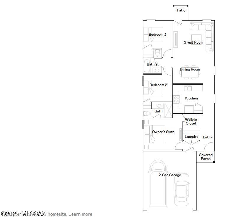 This new single-level home features a convenient open-concept layout that combines the kitchen with the living and dining areas. Three bedrooms are tucked away to the side of the home for enhanced privacy, including the spacious owner's suite, complete with a spa-inspired bathroom and walk-in closet. A two-bay garage completes the home. Our homes come with Quartz Countertops, the Frigidaire Stainless Steel Appliances, Rinnai Tankless Water Heaters, Post-Tension Foundation, Taexx built-in pest control system, Radiant barrier roof decking, 2'' Faux Wood Blinds and more! As an added bonus, this home comes complete with a washer and dryer!