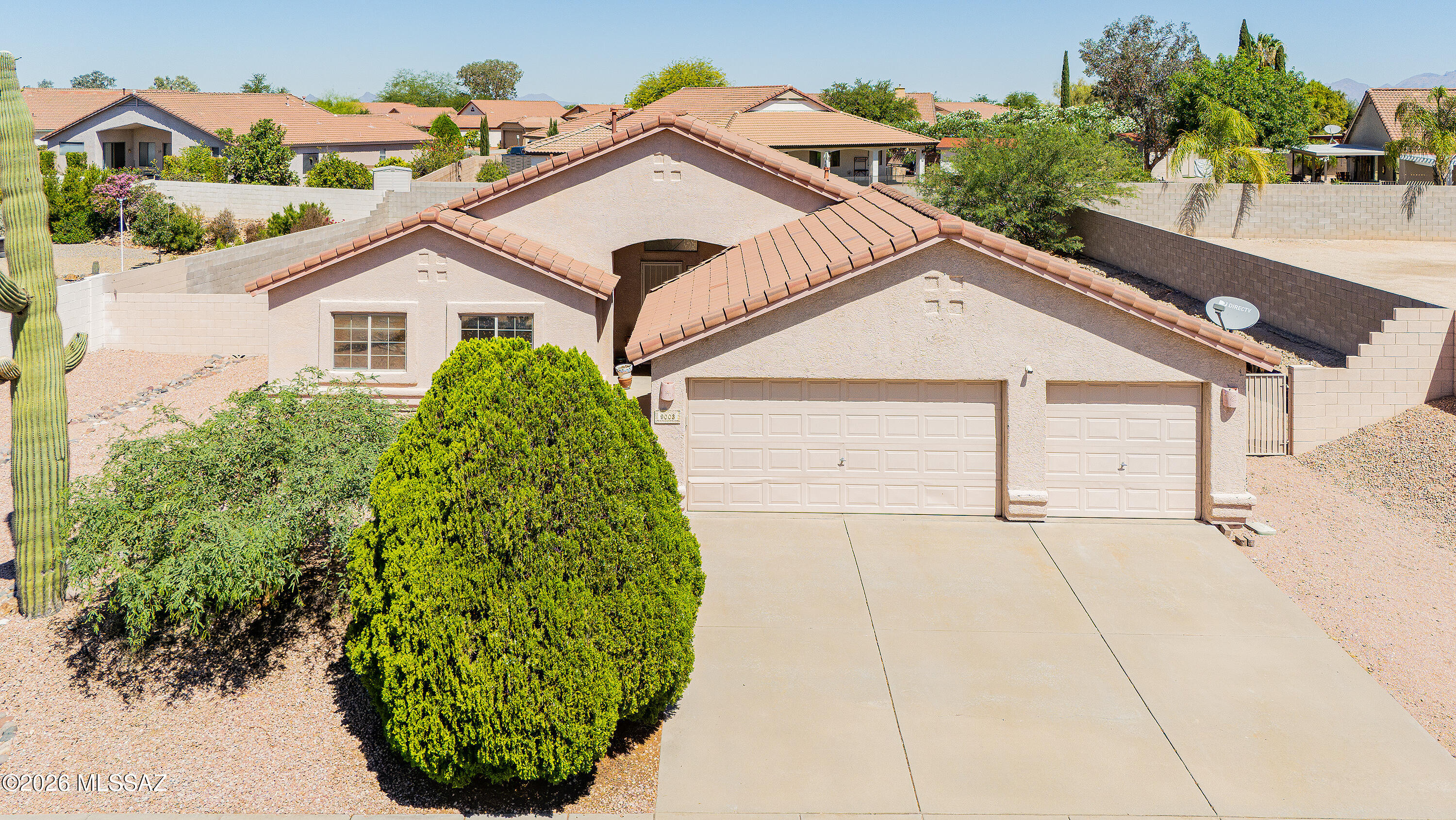 Thoughtfully positioned on an expansive homesite beneath Arizona's endless blue skies, this spacious single story residence offers a rare combination of comfort, functionality, and opportunity. From the moment you arrive, mature desert landscaping, a towering saguaro, and inviting curb appeal create a warm first impression that reflects the pride of ownership found throughout the property.

Inside, soaring vaulted ceilings and abundant natural light enhance the home's open, airy feel. The well designed floor plan provides an ideal balance of gathering spaces and private retreats, creating flexibility for both everyday living and entertaining. Large windows throughout the home invite the outdoors in while filling each room with natural light.

The generously sized primary suite serves a peaceful retreat, complete with a spacious ensuite bath featuring dual vanities, a soaking tub, separate shower, and ample storage. Secondary bedrooms offer versatility for family, guests, a home office, fitness space, or hobbies, allowing the home to adapt to your lifestyle. One of the property's most impressive features is the oversized backyard. Offering exceptional privacy and room to grow, this outdoor space presents endless possibilities. Create the resort style pool you've always envisioned, design an outdoor kitchen and entertaining area, establish a lush garden retreat, or simply enjoy the wide open space and beautiful Arizona sunsets. A detached storage shed provides additional functionality and space for tools, equipment, or seasonal storage. The low maintenance desert landscaping allows you to spend less time on upkeep and more time enjoying everything Southern Arizona has to offer. Whether relaxing under the covered patio, entertaining friends and family, or planning future enhancements, the backyard serves as a true extension of the home's living space. Conveniently located near shopping, dining, parks, golf courses, schools, and everyday amenities, this property offers the perfect balance of tranquility and accessibility. With its spacious layout, oversized lot, and endless potential to personalize and create your dream outdoor oasis, this home presents an exceptional opportunity for buyers seeking value, flexibility, and long term enjoyment in one of Tucson's most established communities. Schedule your private tour today and discover all that this exceptional property has to offer!