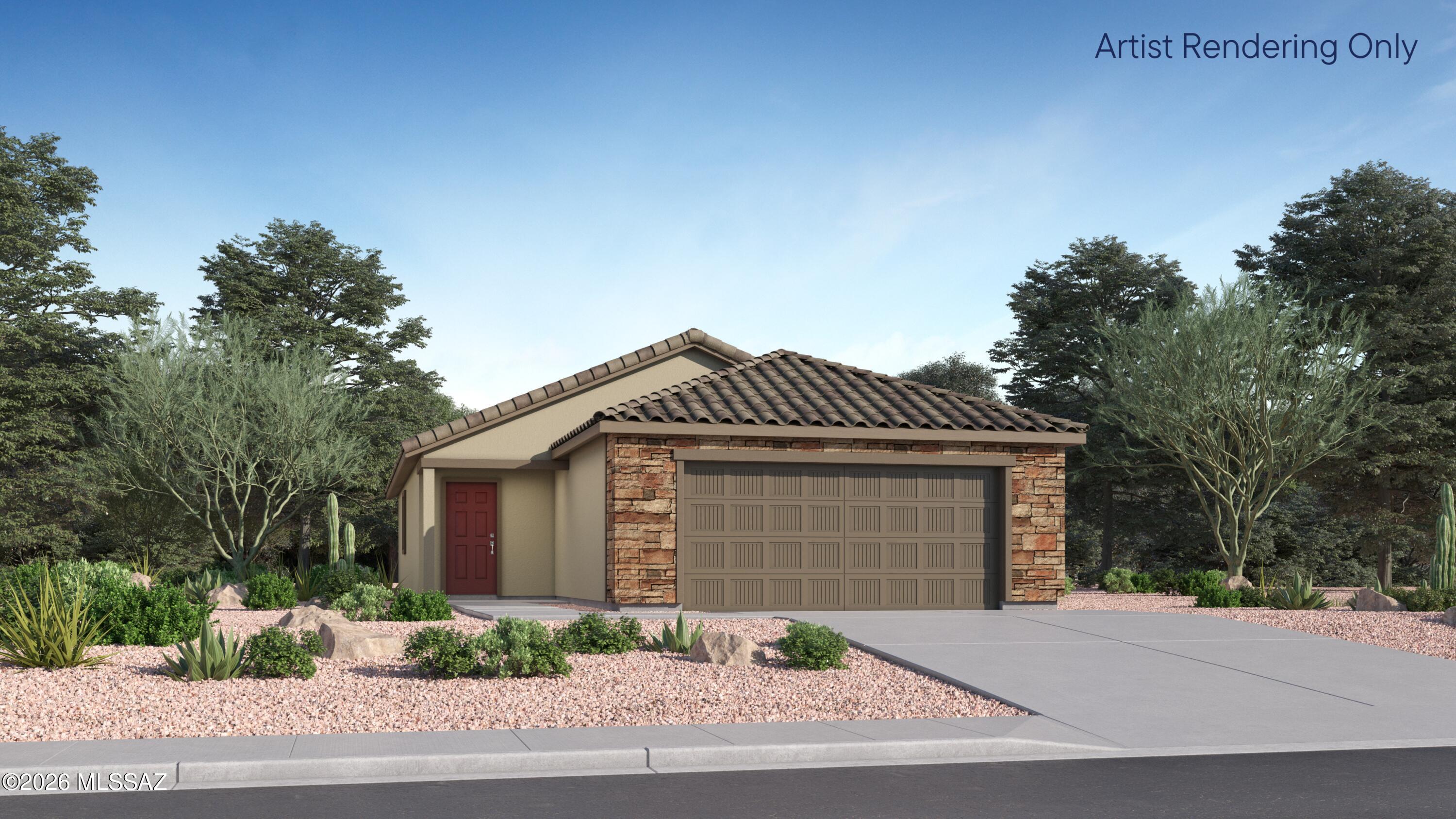 This new single-story home maximizes space for increased tranquility. An open floorplan connects the kitchen, dining room and family room in a modern style that prioritizes functionality. Nearby is a covered patio to promote seamless indoor-outdoor living. On the opposite side of the home are two secondary bedrooms and a tranquil owner's suite with a private bathroom and walk-in closet. Our homes come with Quartz Countertops, the Rinnai Tankless Water Heaters, Smart Thermostats, Post-Tension Foundation, Radiant barrier roof decking, 2'' Faux Wood Blinds and more! As an added bonus, this home includes a washer and dryer.