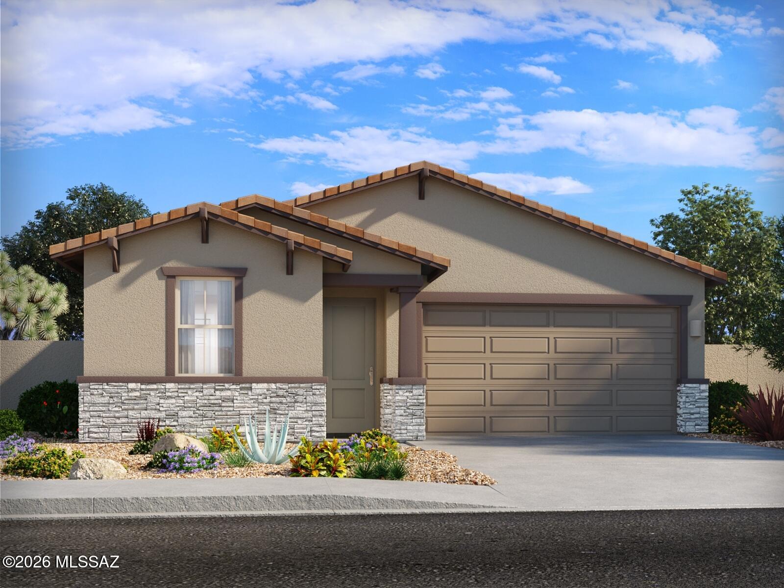 Brand new, energy-efficient home available by Jul 2026! The teen room makes the perfect additional living area for homework, TV or gaming. Enjoy dual sinks and a walk-in closet in the primary suite. Mandarina is now selling in Marana, AZ. This master-planned community will feature amenities such as a swimming pool, pickleball courts, playgrounds, dog park and more. Move-in ready with a washer, dryer, fridge, and whole-home blinds; closing in 60 days or less - guaranteed. We'll reimburse up to $5,000 for delays we cause.  Each of our homes is built with innovative, energy-efficient features designed to help you enjoy more savings, better health, real comfort and peace of mind.