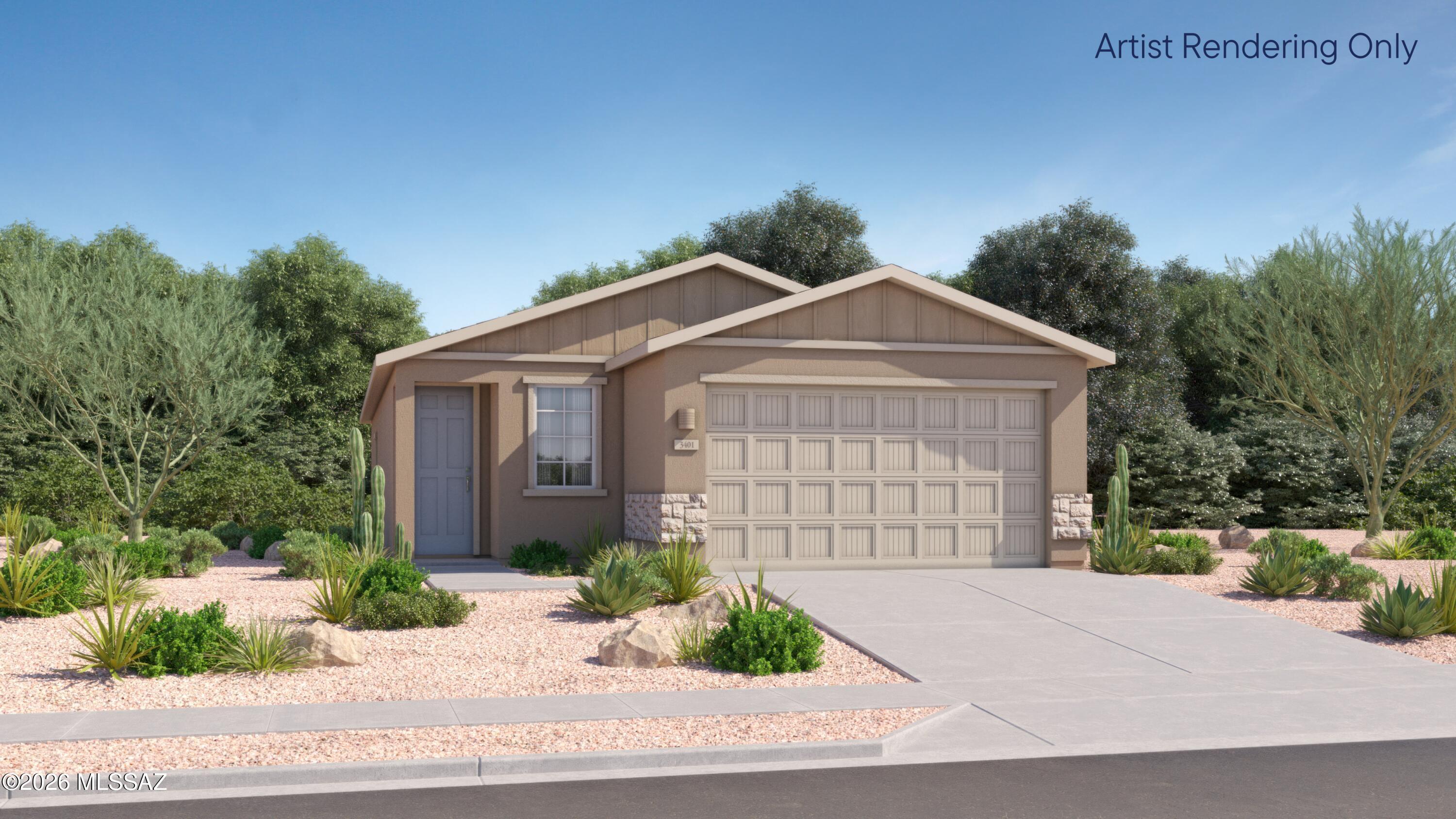 This new single-level home boasts a modern and low-maintenance layout. An open-concept floorplan offers a spacious living area shared between the kitchen, dining room and family room, with convenient access to a patio for effortless outdoor recreation. Three bedrooms are tucked away to the side for enhanced comfort, including the luxe owner's suite at the back of the home with a full-sized bathroom. Our homes come with Quartz Countertops, the Rinnai Tankless Water Heaters, Smart Thermostats, Post-Tension Foundation, Radiant barrier roof decking, 2'' Faux Wood Blinds and more! As an added bonus, this home includes a washer and dryer.