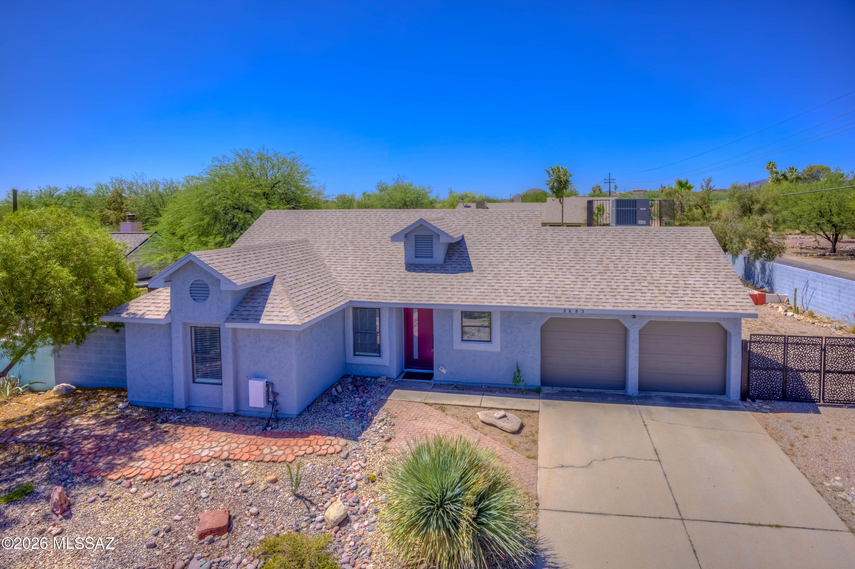 Beautifully remodeled 3-bedroom, 2-bath home situated on a desirable corner lot in Saddlewood Ranch with NO HOA! This move-in-ready property offers the perfect blend of style, comfort, and functionality. Inside, you'll find vaulted ceilings, updated flooring, and an open, inviting layout filled with natural light. The remodeled kitchen features quartz-style countertops, upgraded cabinetry, stainless steel appliances, and ample workspace for cooking and entertaining. Both bathrooms have been tastefully updated with modern finishes. Enjoy Arizona living outdoors with an extended covered patio, low-maintenance desert landscaping, and RV parking with a double gate. A rare find with contemporary upgrades and no HOA restrictions!