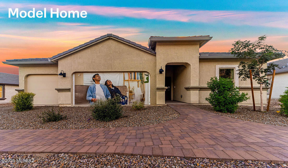 Snuggled within the serene surroundings of Sycamore Vista, The Kingston offers a blend of comfort and convenience, making it a perfect fit for modern living. Spanning 2,051 square feet, this thoughtfully crafted single-story home features four bedrooms, two bathrooms, and a 3- car garage, all within the picturesque foothills of the Santa Rita Mountains.
As you step onto the welcoming front porch and enter through the foyer, you're greeted by a spacious and open floor plan that flows effortlessly into the heart of the home. The great room is designed for both relaxation and socializing, seamlessly connecting to the dining area and kitchen.