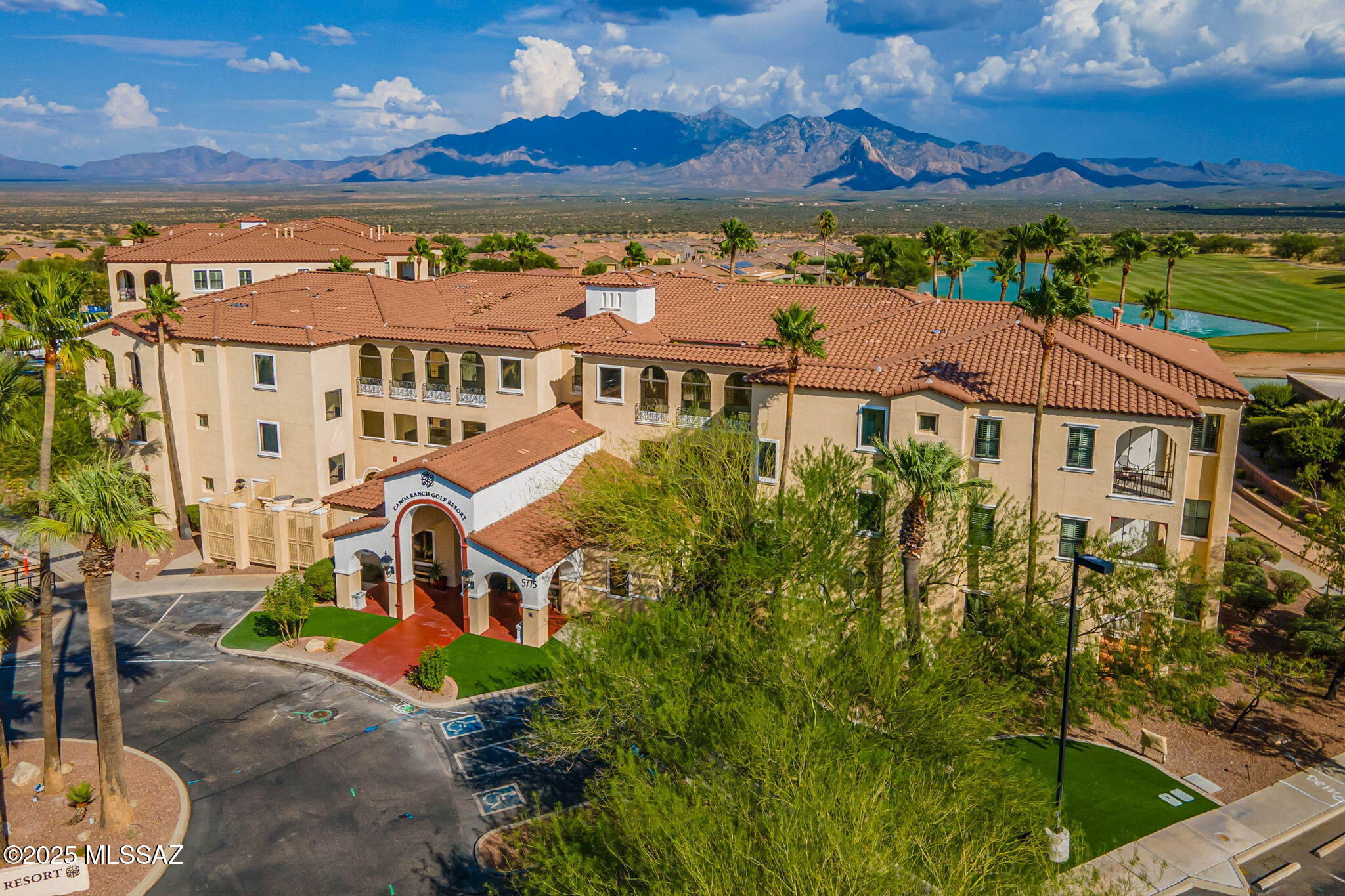 Gorgeous, upscale  desert condominium resort, sitting on the Canoa Ranch golf course with MOUNTAIN VIEWS EVERYWHERE!  Live the resort lifestyle in this beautiful property, where there is nothing for you to do but follow your dreams every day!  Truly LOCK and LEAVE awhile also offering the opportunity for you to RENT OUT part of the unit, or all of it, when you are gone.  This unit has a NEW HTG /COOLING UNIT! Units all have NEW SOLAR CARPORTS. Tremendous rental history generally covers HOA dues and taxes every year. Use the on-site gym for your morning work-out, then walk to the golf course for a round with friends.  Take a dip in the sparkling pool and spa afterwards.  Units haA complete outdoor kitchen and entertainment area is perfect for BBQs when family comes to town, or walk to the Grill on the Greens for happy hour a fine dining if you don't feel like cooking! Nothing else like it in Green Valley!