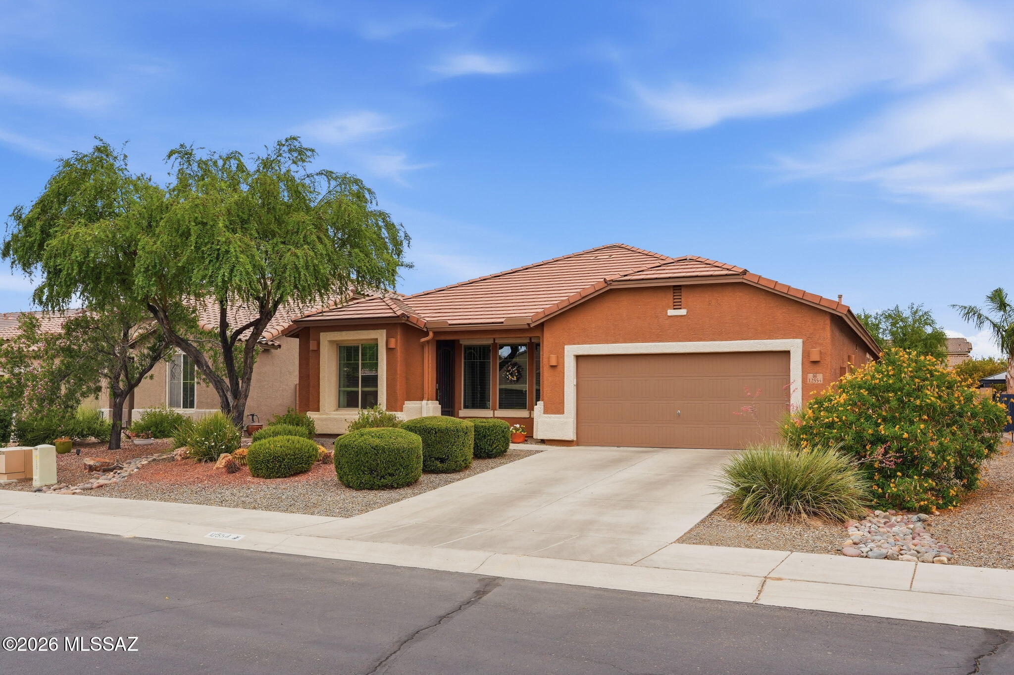 Beautiful well-maintained single-story home in Gladden Farms, this Richmond American Tucson model offers a 2,320 sq ft floor plan, 3 bedrooms/2 baths and is spacious, light and bright.  A combination or ceramic tile & engineered wood flooring throughout, no carpet, recessed lighting in every room. Kitchen with stainless steel appliances, quartz countertops, pull out shelving & subway tile backsplash. Primary en suite w/ bedroom extension and its own entrance to the back yard.  Guest bath tastefully updated w/ granite slabs and walk-in shower. Gorgeous fully landscaped bird-watching oasis back yard w/ a paver patio, built-in gas grill, fire pit & garden fountain. AC is only 2 years old,  A well-appointed home with comfort, style, and inviting indoor/outdoor spaces.